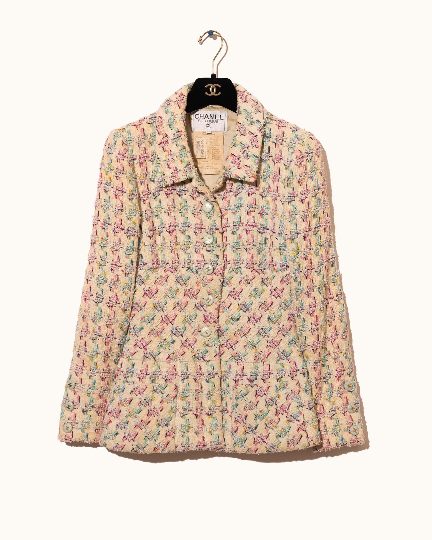 FR36 Rare Chanel Spring 1995 Two Pocket Multicolor Fantasy Tweed Jacket - Vintage Chanel Jacket - Jacket - Rarchive.