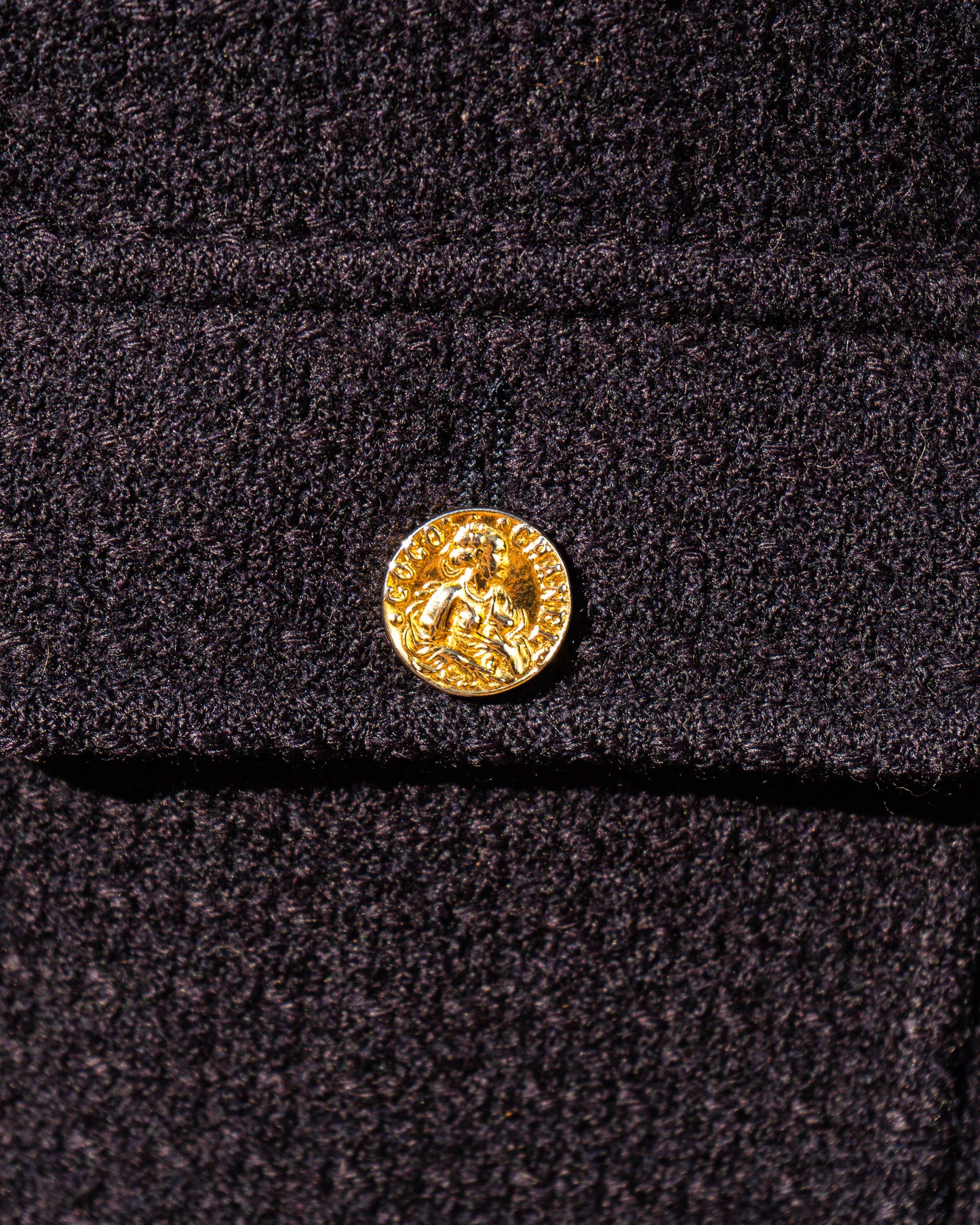 FR38-42 Chanel Spring 1988 Two Pocket Dark Navy Wool Tweed Jacket - Vintage Chanel Jacket -   - Rarchive.