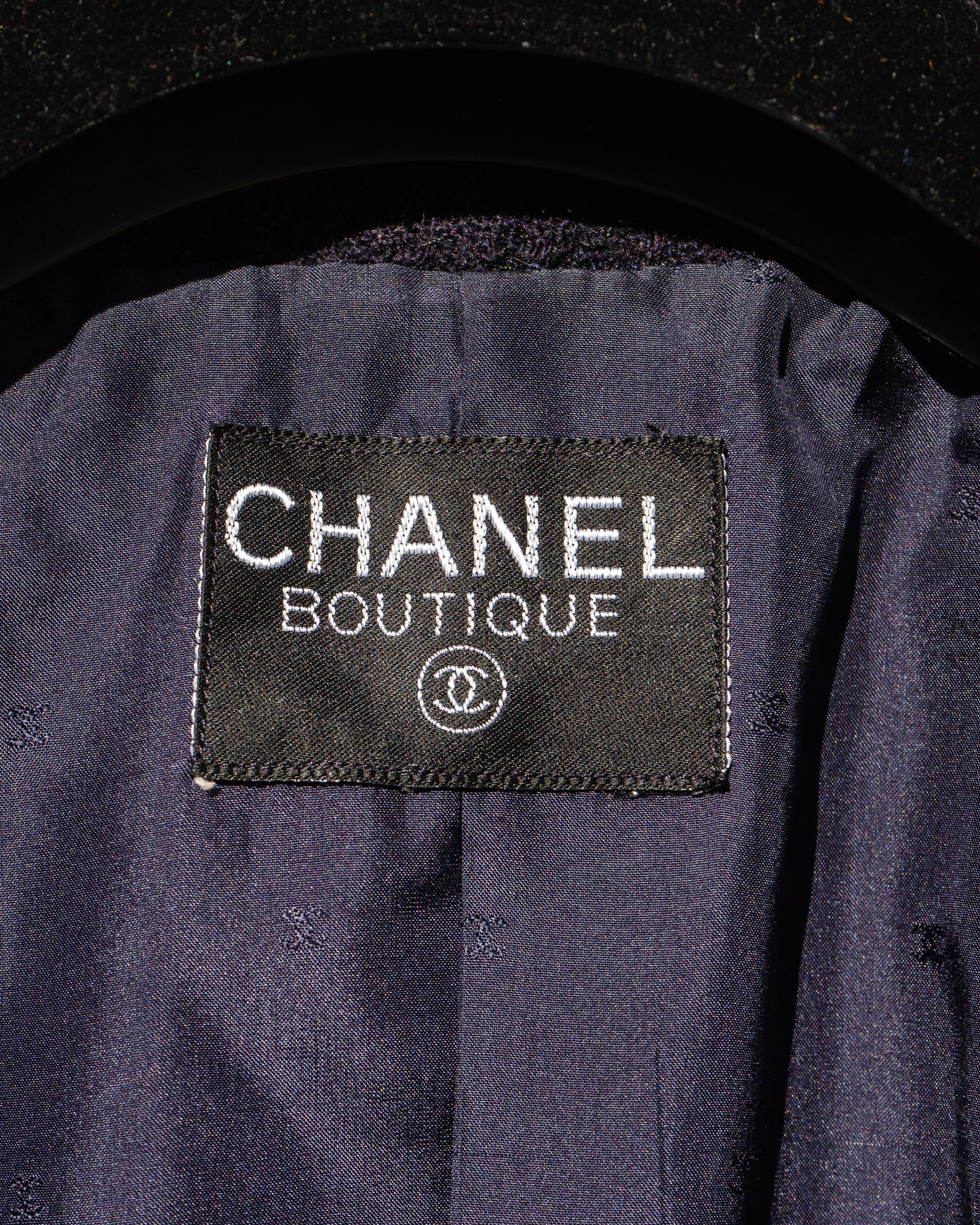 FR38-42 Chanel Spring 1988 Two Pocket Dark Navy Wool Tweed Jacket - Vintage Chanel Jacket - - Rarchive.