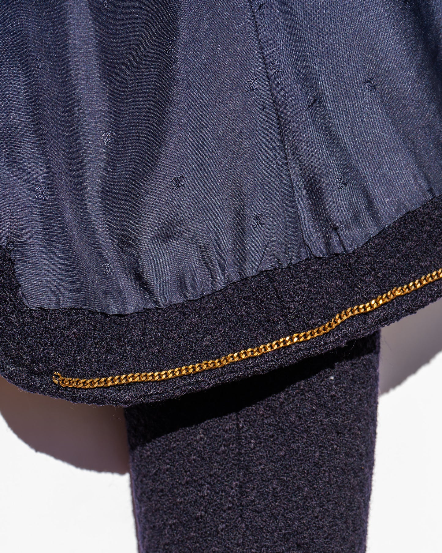 FR38-42 Chanel Spring 1988 Two Pocket Dark Navy Wool Tweed Jacket - Vintage Chanel Jacket - - Rarchive.