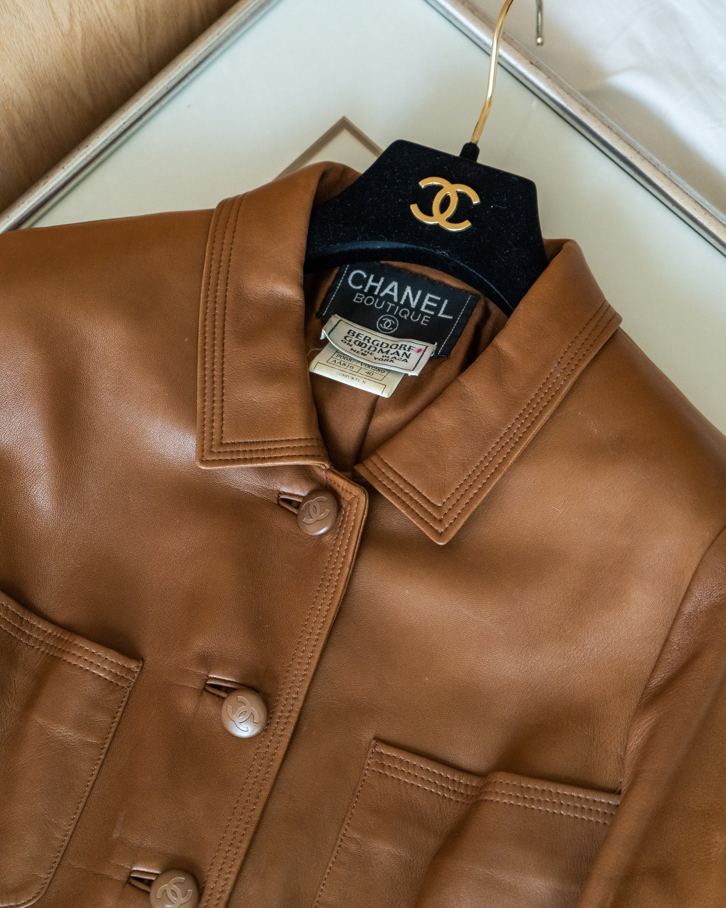 FR36-38 Rare Chanel Spring 1996 Four Pocket Long Cut Leather Jacket - Vintage Chanel Jacket - - Rarchive.