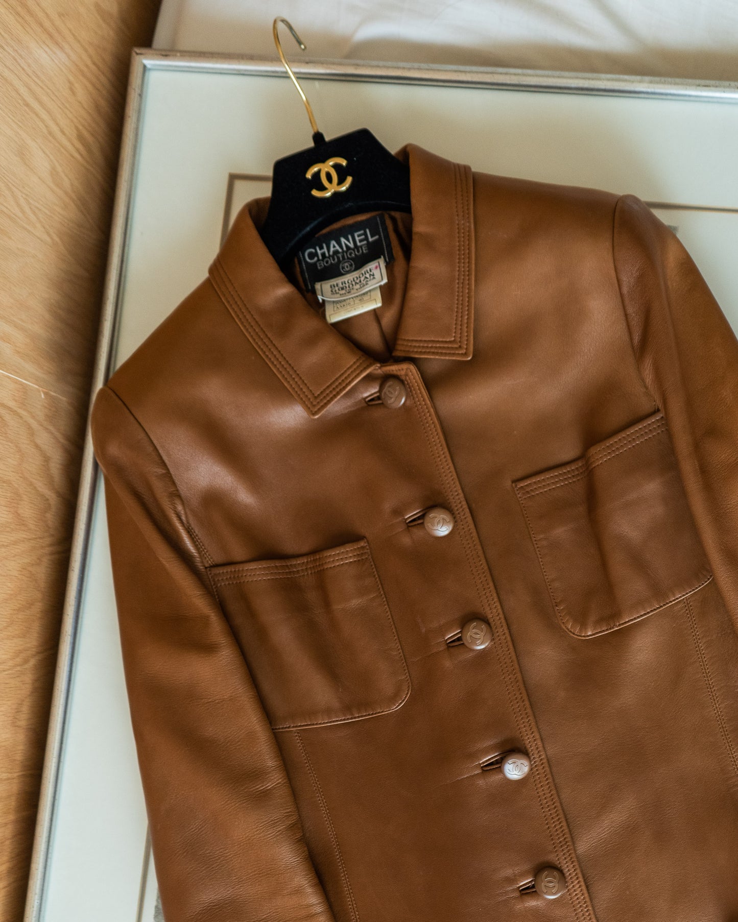 FR36-38 Rare Chanel Spring 1996 Four Pocket Long Cut Leather Jacket - Vintage Chanel Jacket - - Rarchive.