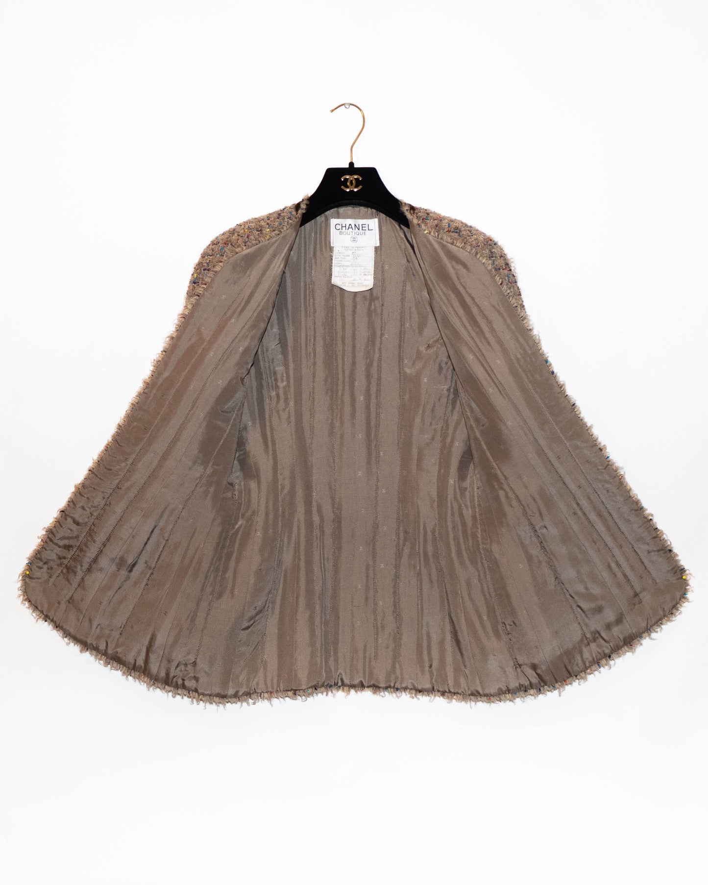 FR36-38 Rare Chanel Fall 1990 Four Pocket Collarless Fantasy Tweed Jacket - Vintage Chanel Jacket - - Rarchive.