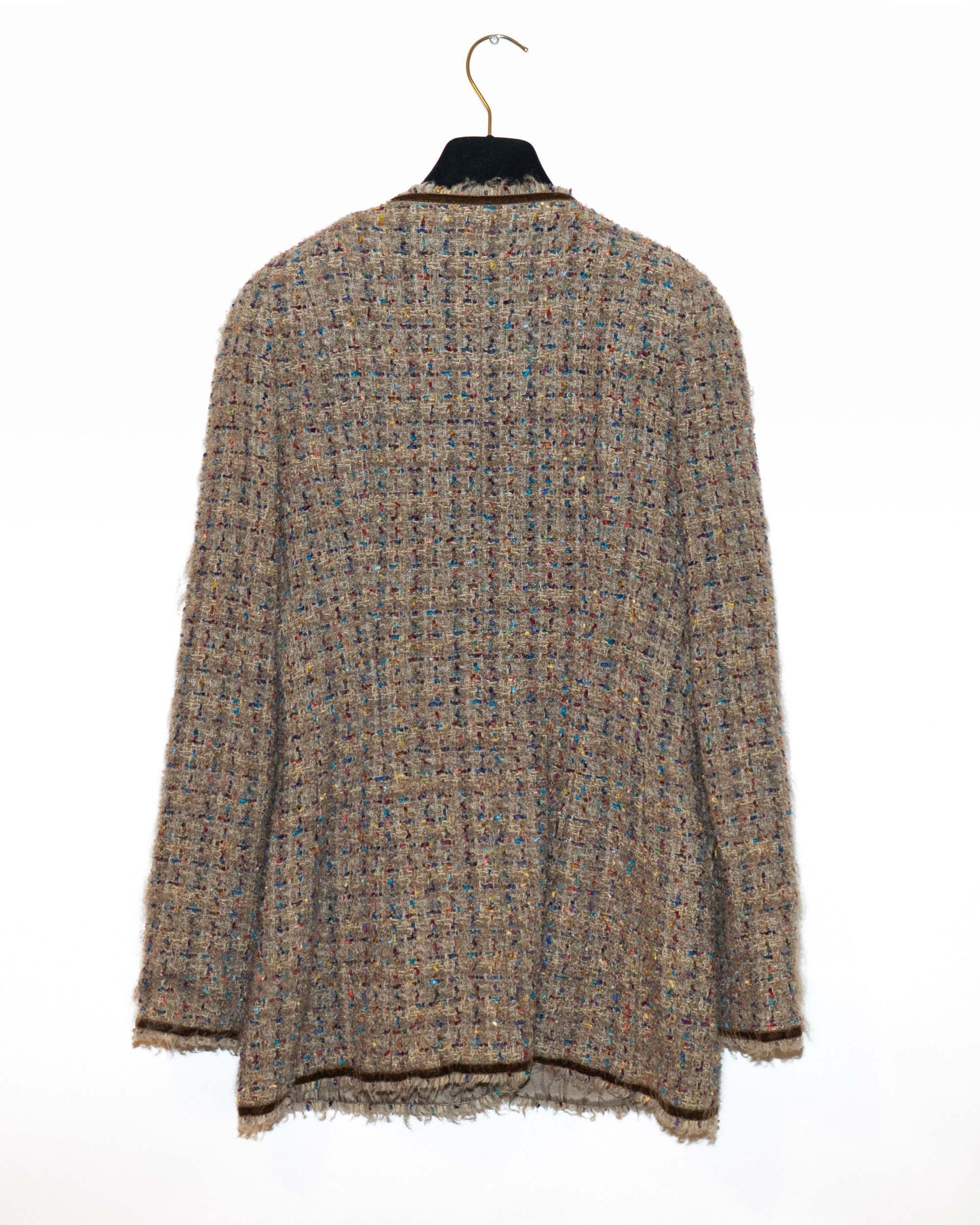 FR36-38 Rare Chanel Fall 1990 Four Pocket Collarless Fantasy Tweed Jacket - Vintage Chanel Jacket - - Rarchive.