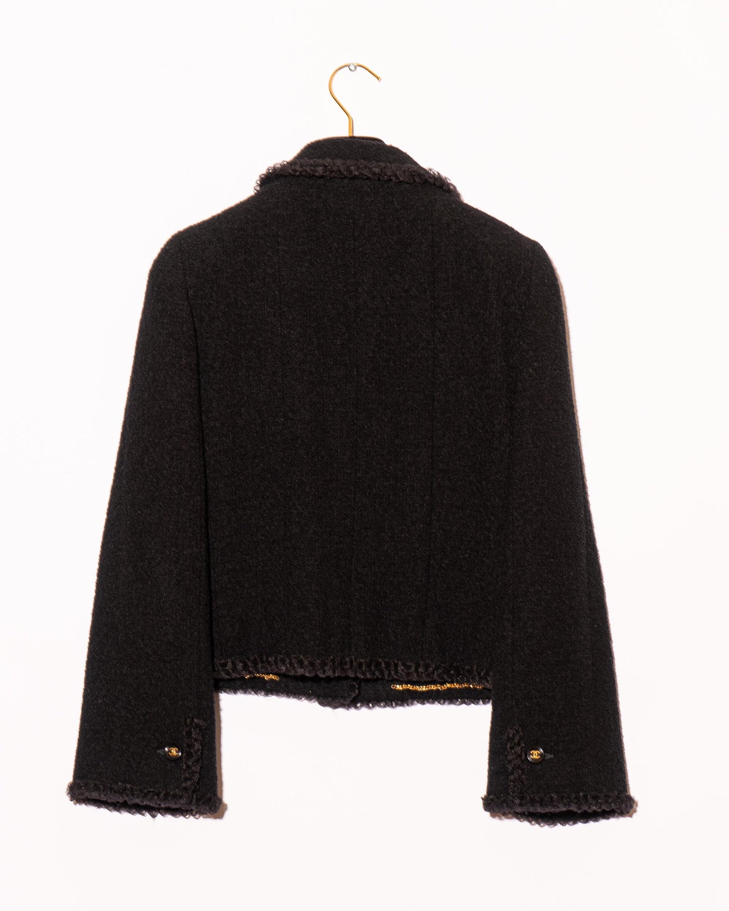 FR36-38 Rare Chanel Fall 1995 Two Pocket Black Tweed Boucle Jacket - Vintage Chanel Jacket - - Rarchive.
