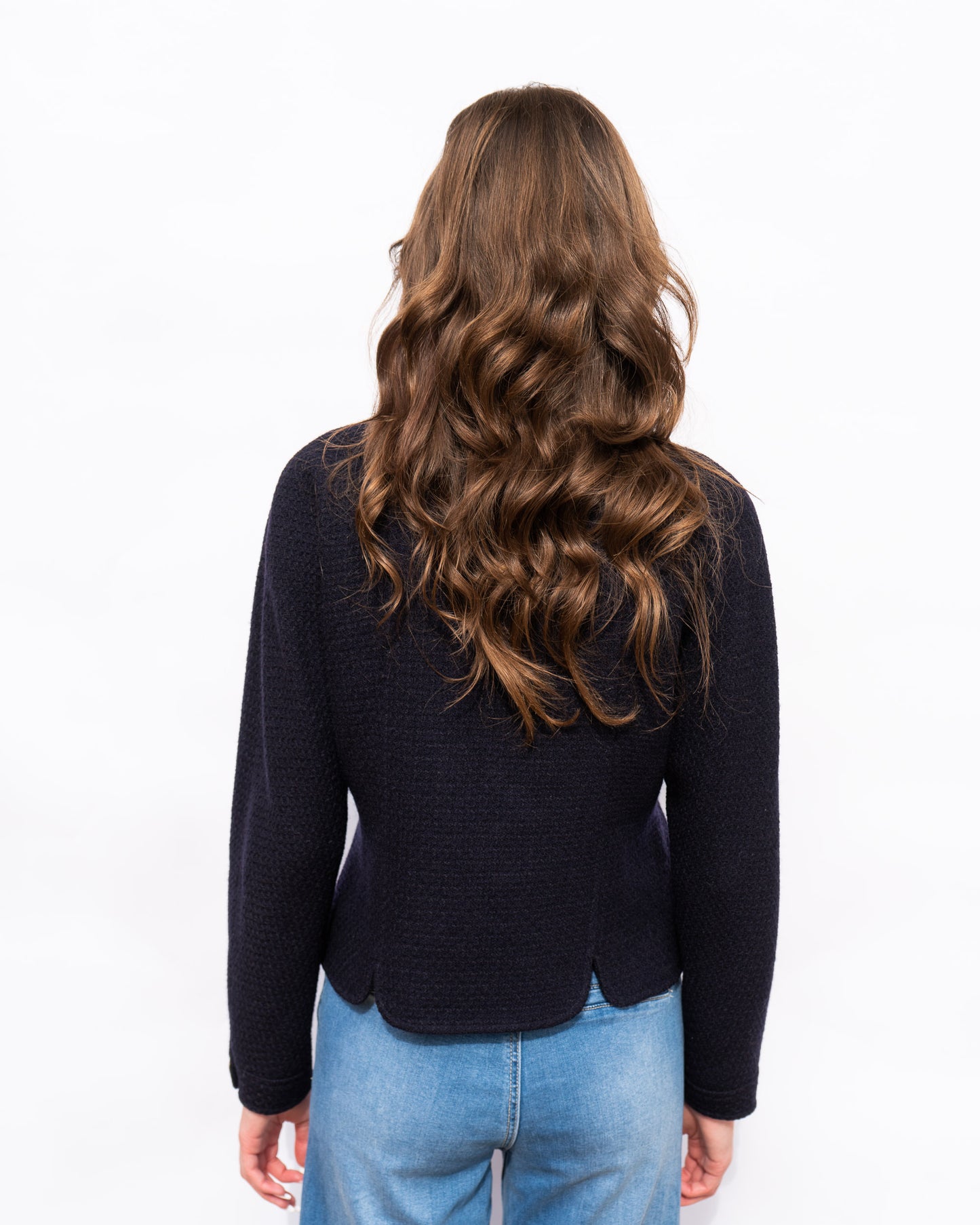 FR38-42 Chanel Spring 1988 Two Pocket Dark Navy Wool Tweed Jacket - Vintage Chanel Jacket - - Rarchive.