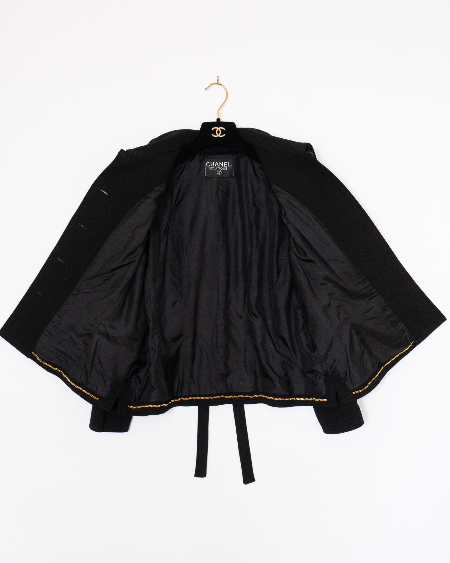 FR40-42 Chanel Fall 1995 Bow Detail Cropped Two Pocket Black Wool Jacket - Vintage Chanel Jacket -   - Rarchive.