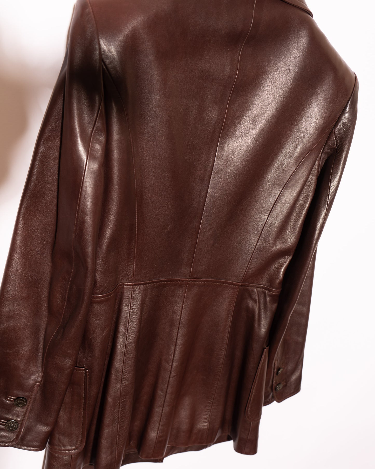 FR34-36 Rare Chanel Fall 1997 Four Pocket Dark Brown Leather Jacket - Vintage Chanel Jacket - - Rarchive.