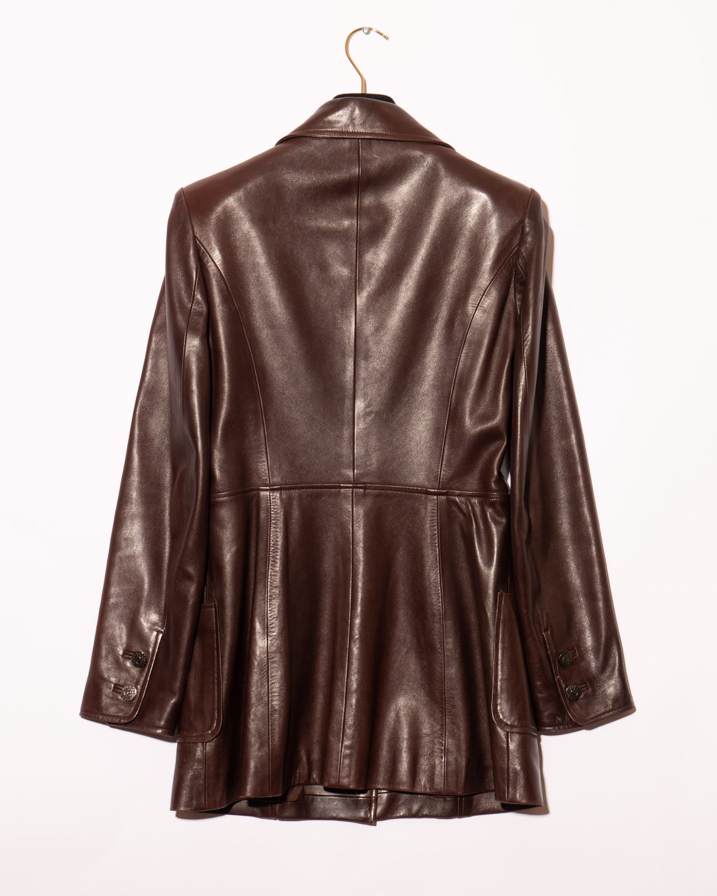 FR34-36 Rare Chanel Fall 1997 Four Pocket Dark Brown Leather Jacket - Vintage Chanel Jacket - - Rarchive.