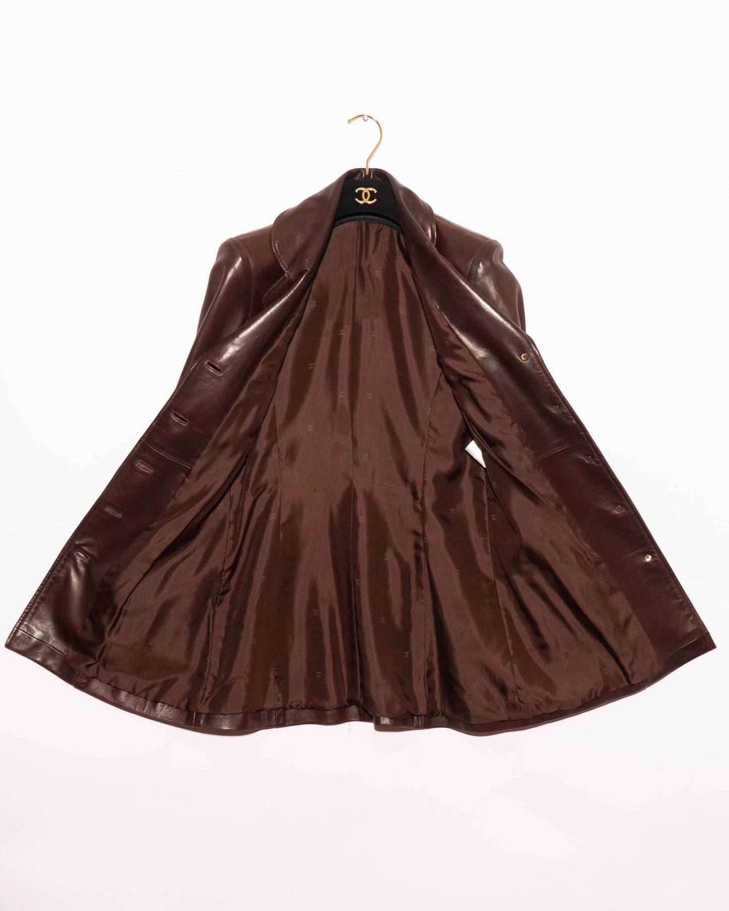 FR34-36 Rare Chanel Fall 1997 Four Pocket Dark Brown Leather Jacket - Vintage Chanel Jacket - - Rarchive.