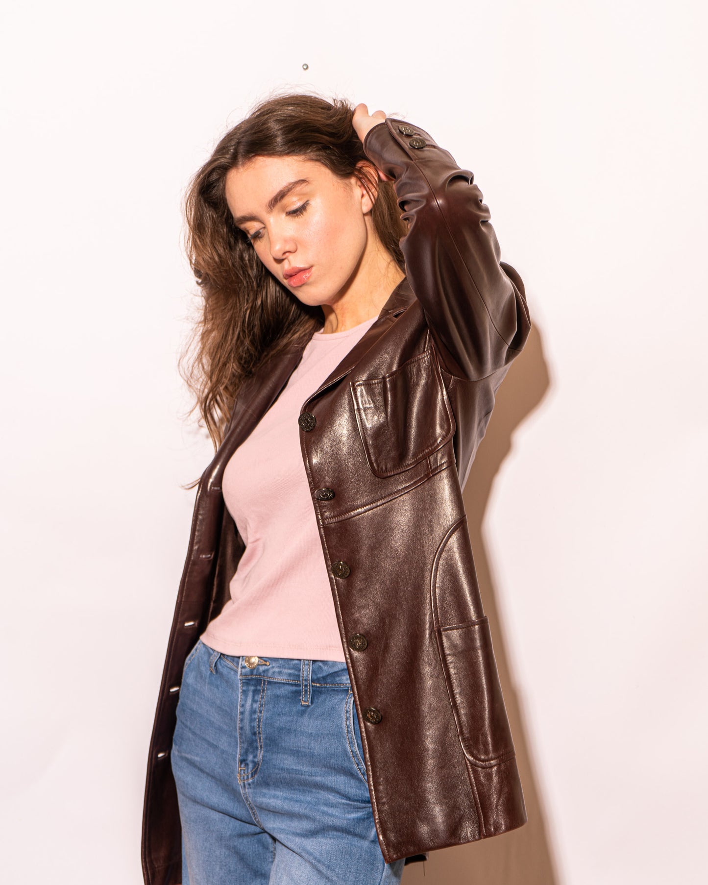 FR34-36 Rare Chanel Fall 1997 Four Pocket Dark Brown Leather Jacket - Vintage Chanel Jacket - - Rarchive.
