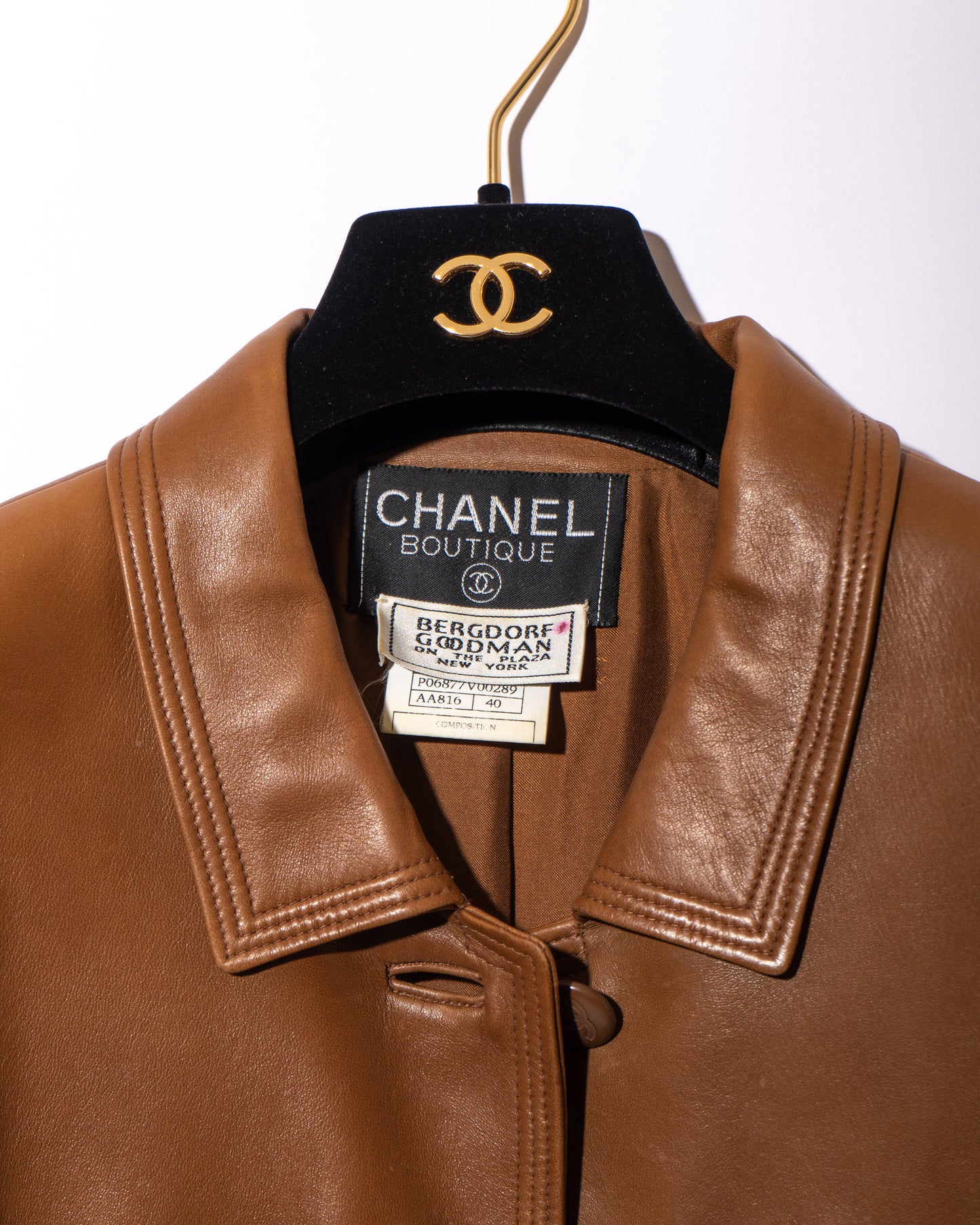 FR36-38 Rare Chanel Spring 1996 Four Pocket Long Cut Leather Jacket - Vintage Chanel Jacket - - Rarchive.