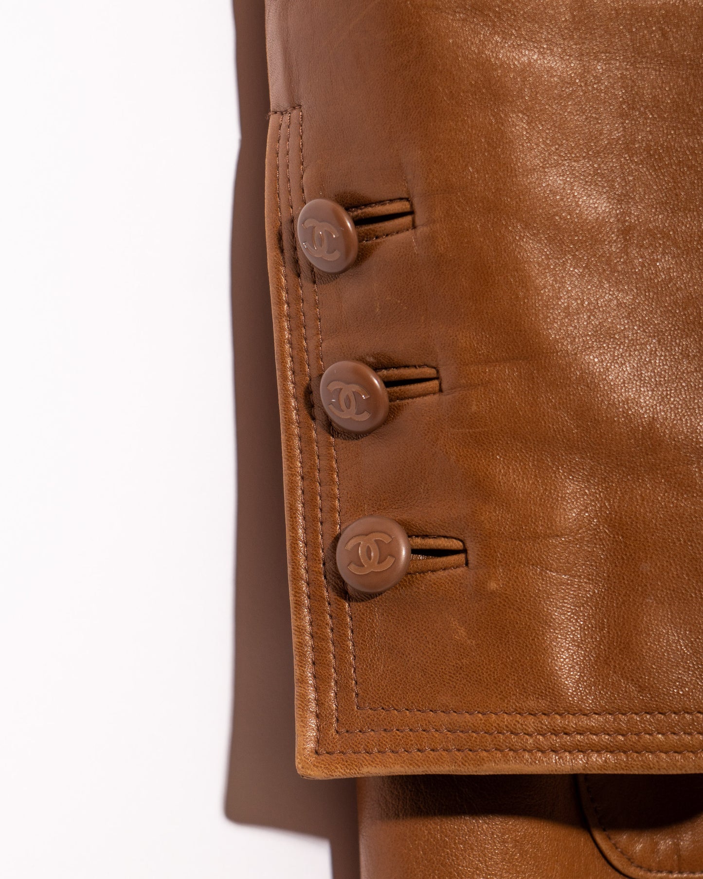 FR36-38 Rare Chanel Spring 1996 Four Pocket Long Cut Leather Jacket - Vintage Chanel Jacket - - Rarchive.