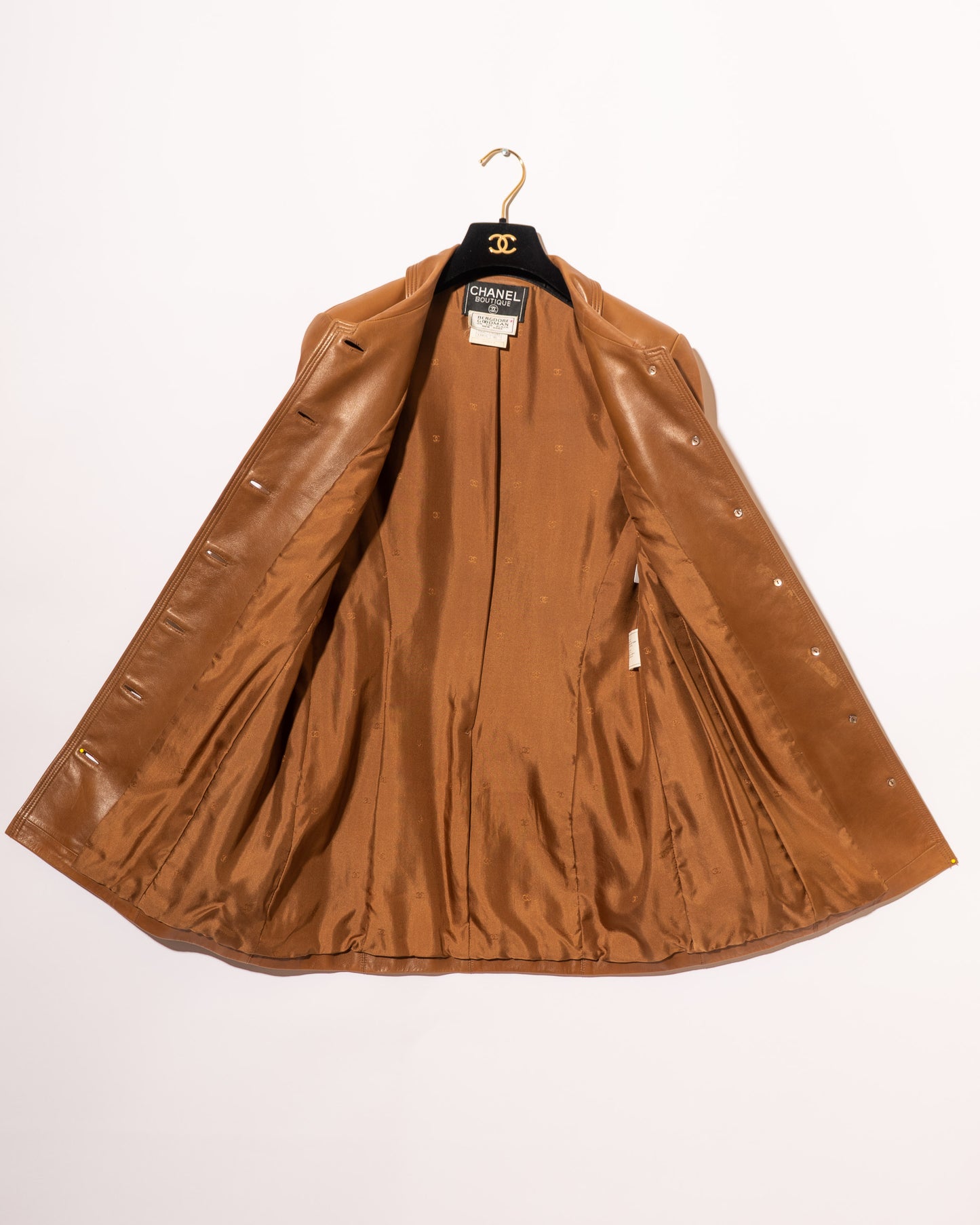 FR36-38 Rare Chanel Spring 1996 Four Pocket Long Cut Leather Jacket - Vintage Chanel Jacket - - Rarchive.