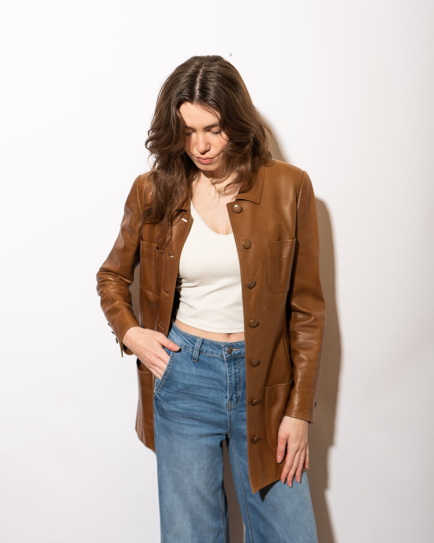 FR36-38 Rare Chanel Spring 1996 Four Pocket Long Cut Leather Jacket - Vintage Chanel Jacket - - Rarchive.