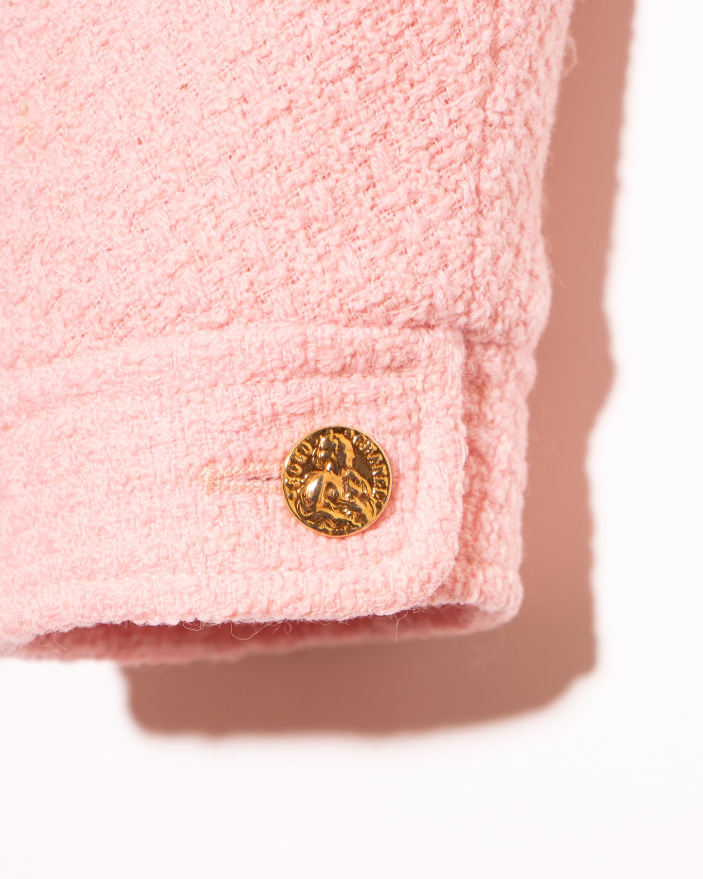 FR36-38 Rare Chanel Spring 1988 Collarless Two Pocket Pink Wool Tweed Jacket - Vintage Chanel Jacket - - Rarchive.