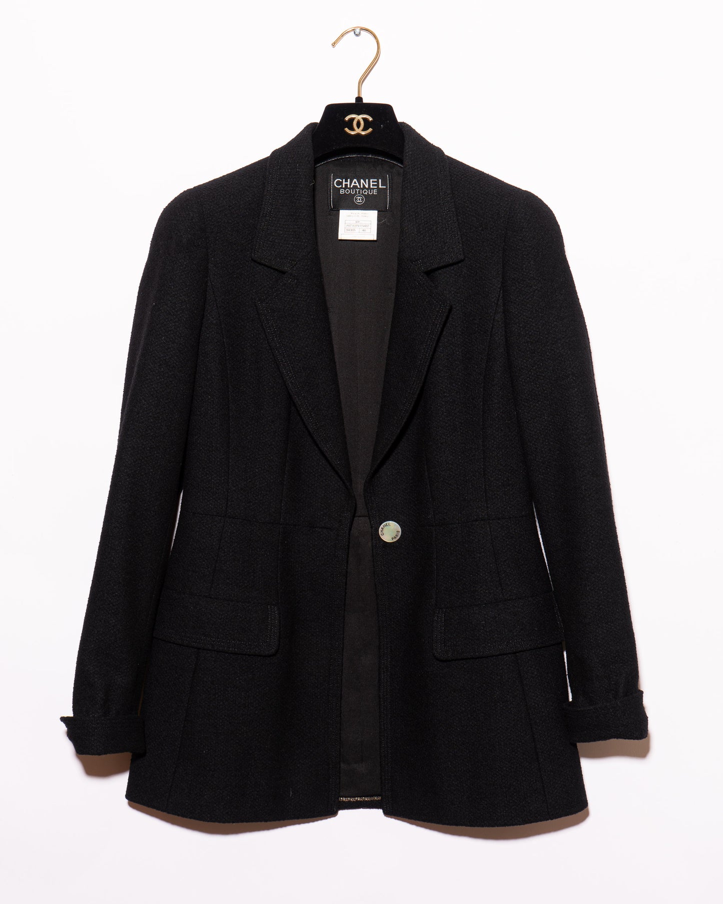 FR36-38 Chanel Spring 1997 Fitted Cut Two Pocket Classic Wool Tweed Jacket - Vintage Chanel Jacket -   - Rarchive.