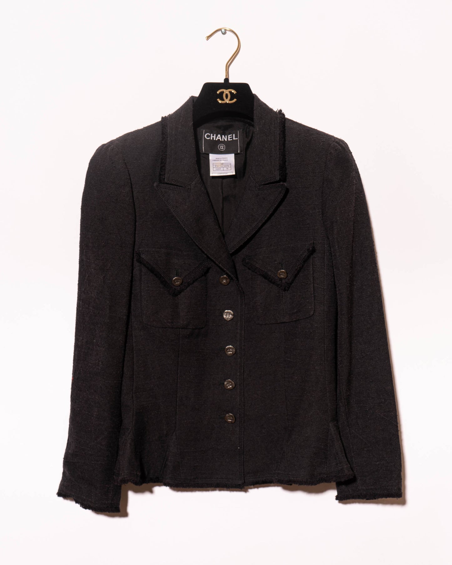 FR36-38 Chanel Spring 2006 Fitted Cut Two Pocket Silk Jacket - Vintage Chanel Jacket - - Rarchive.