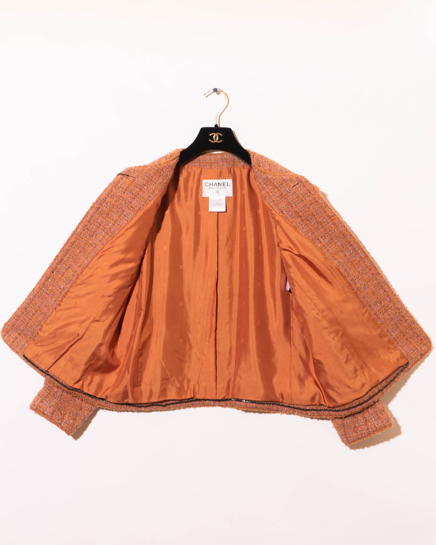 FR36-38 Chanel Fall 1997 Collarless Four Pocket Multicolor Wool Tweed Jacket - Vintage Chanel Jacket - - Rarchive.