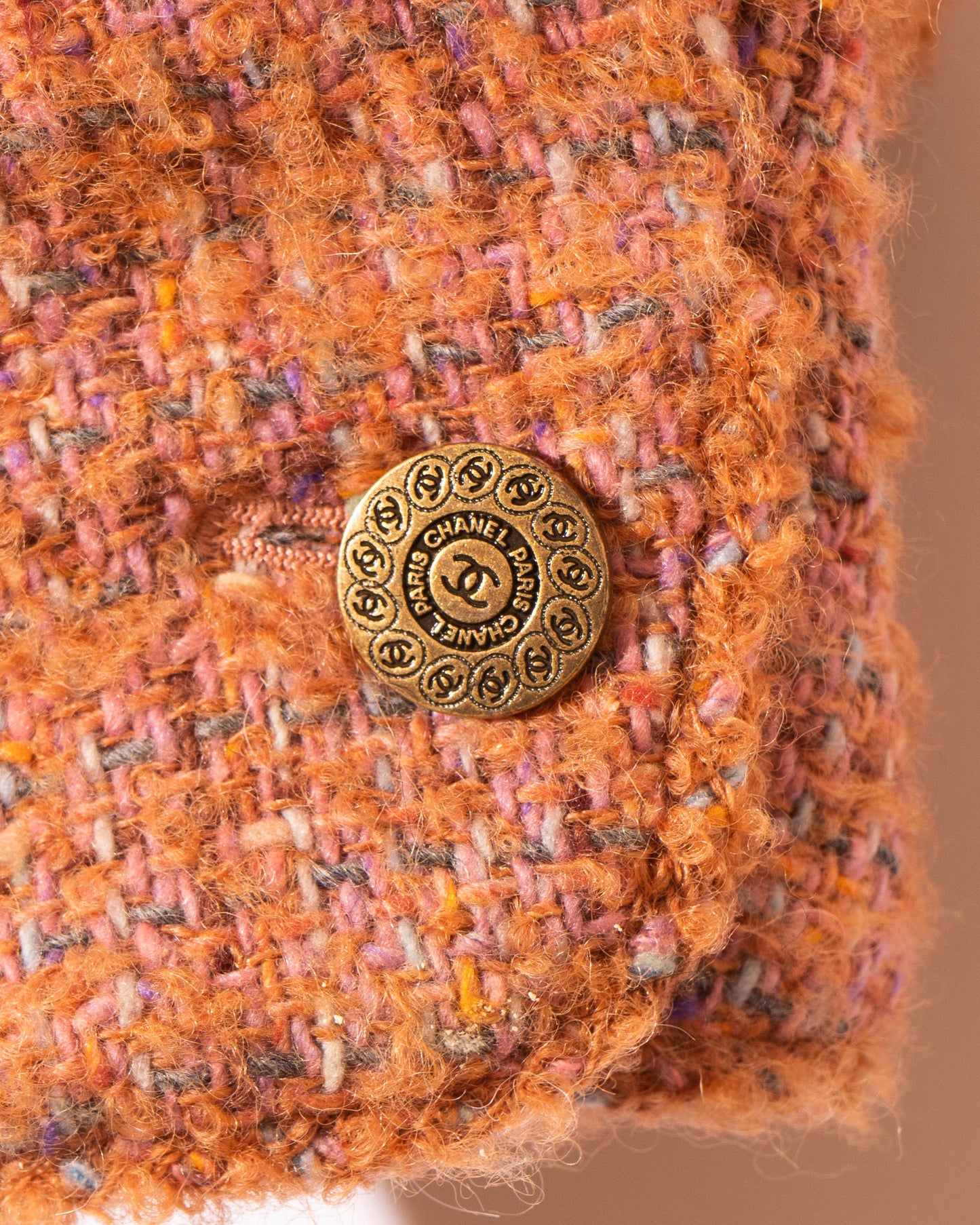 FR36-38 Chanel Fall 1997 Collarless Four Pocket Multicolor Wool Tweed Jacket - Vintage Chanel Jacket - - Rarchive.