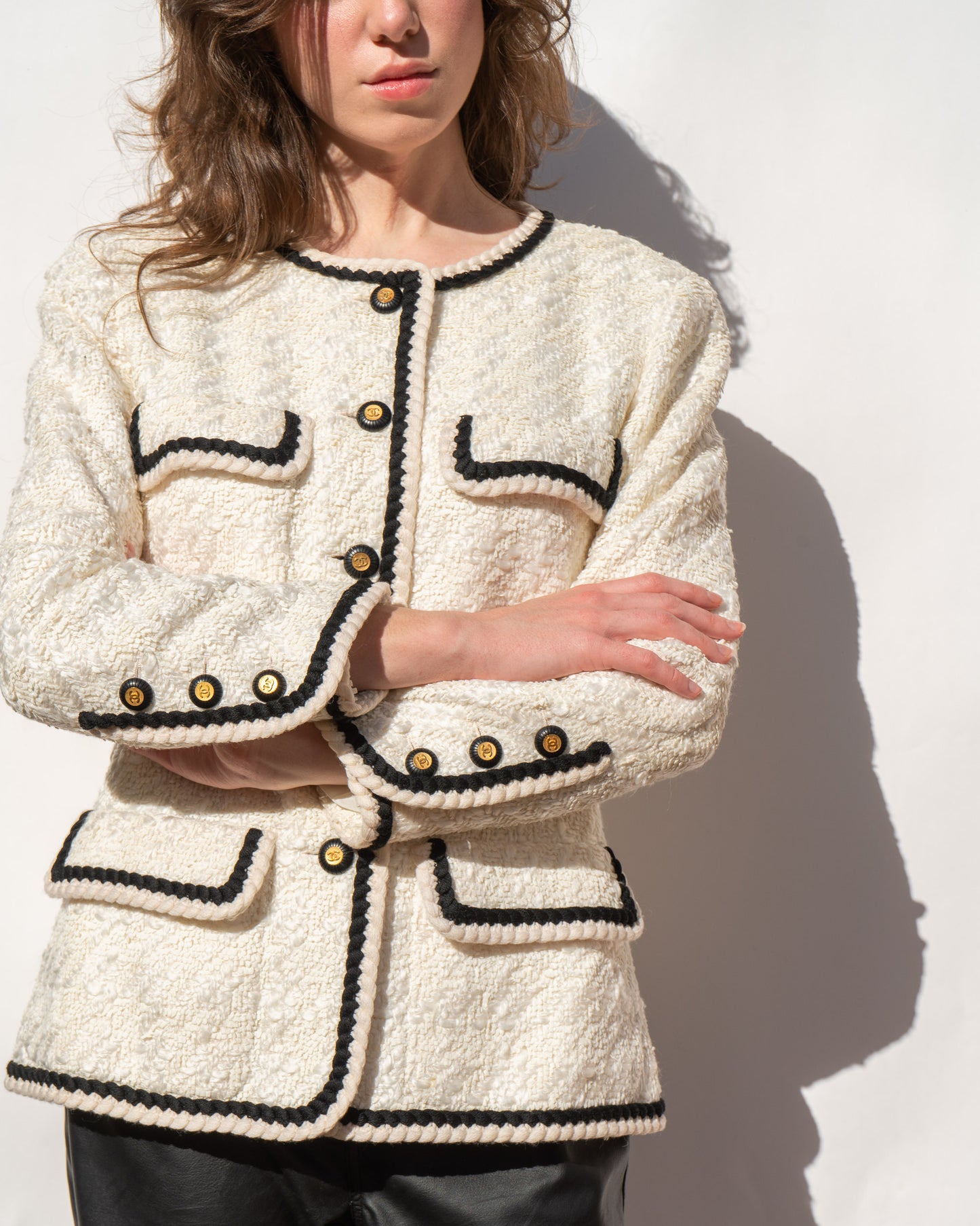 FR40-42 Rare Chanel Spring 1993 Classic Four Pocket Fantasy Tweed Jacket - Vintage Chanel Jacket - - Rarchive.