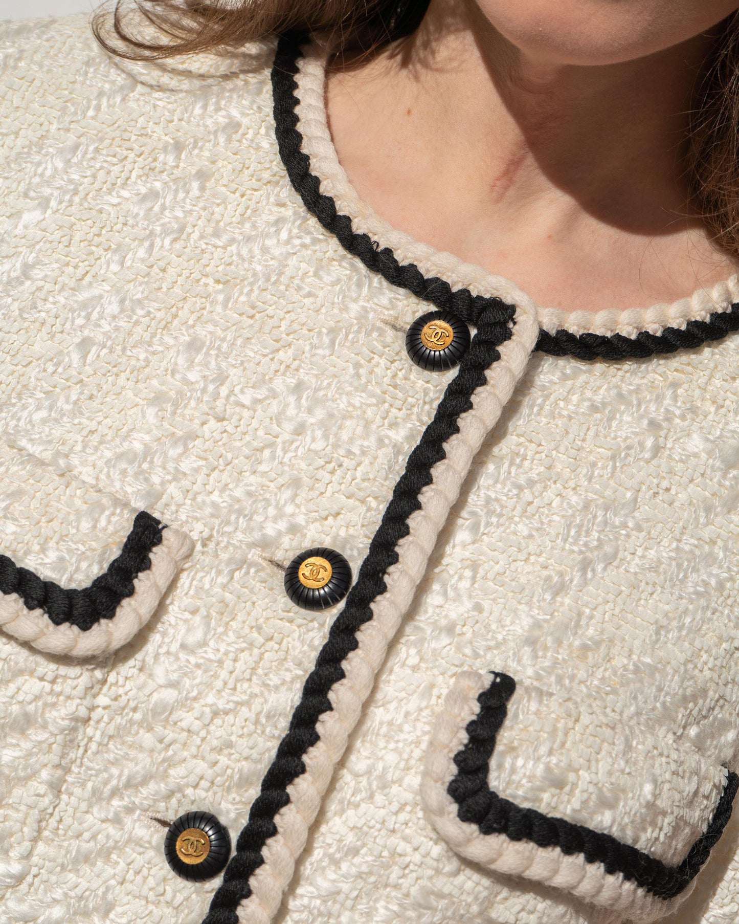 FR40-42 Rare Chanel Spring 1993 Classic Four Pocket Fantasy Tweed Jacket - Vintage Chanel Jacket - - Rarchive.