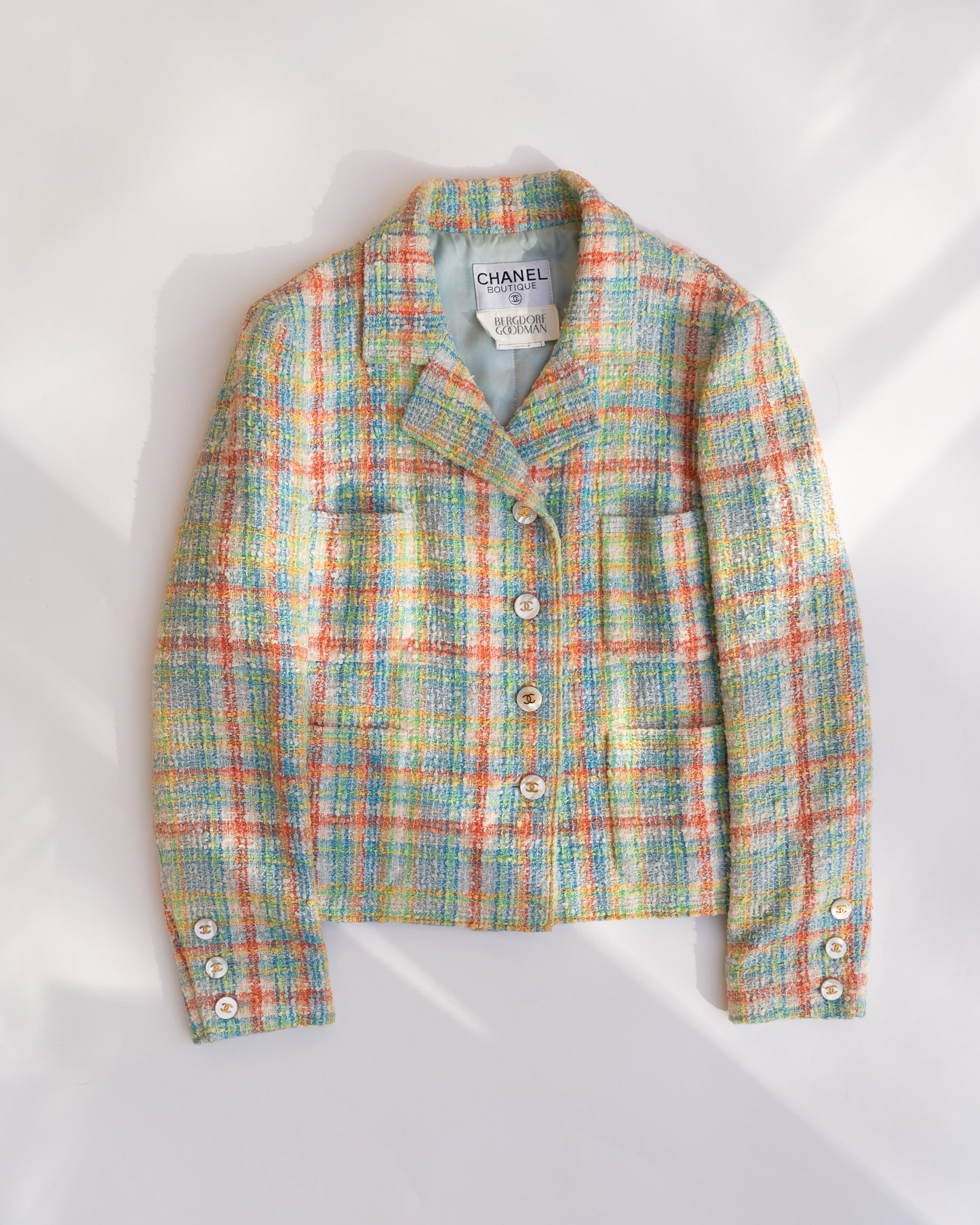 FR40-42 Rare Chanel Spring 1997 Four Pocket Colorful Fantasy Tweed Jacket - Vintage Chanel Jacket - - Rarchive.