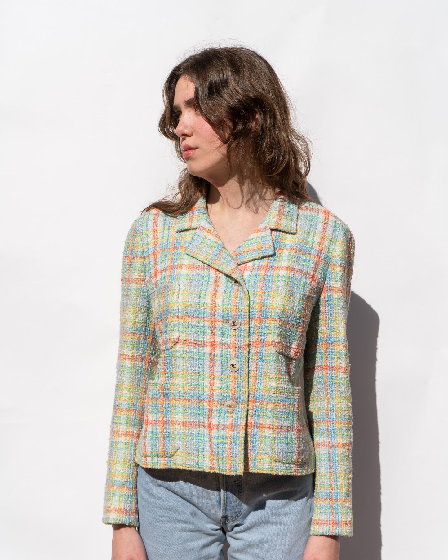 FR40-42 Rare Chanel Spring 1997 Four Pocket Colorful Fantasy Tweed Jacket - Vintage Chanel Jacket - - Rarchive.