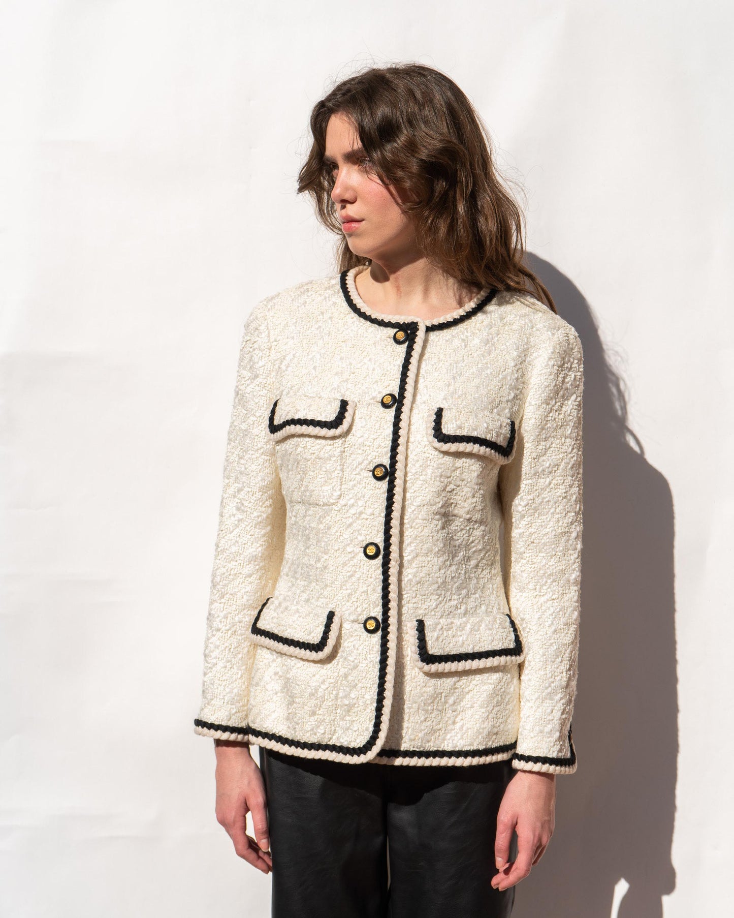 FR40-42 Rare Chanel Spring 1993 Classic Four Pocket Fantasy Tweed Jacket - Vintage Chanel Jacket - - Rarchive.