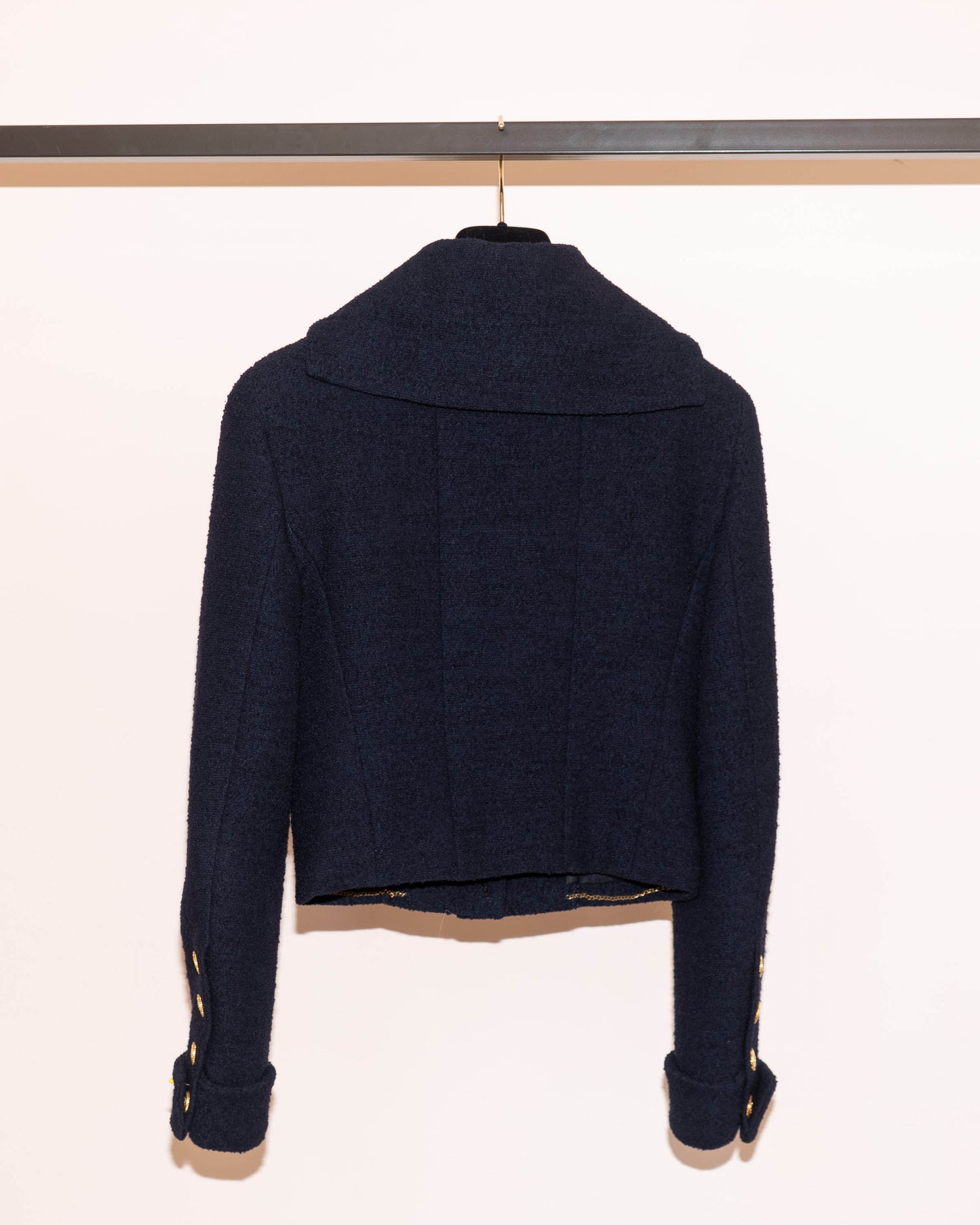 FR34-36 Rare Chanel Cruise 1989 Two Pocket Navy Tweed Boucle Jacket - Vintage Chanel Jacket - - Rarchive.
