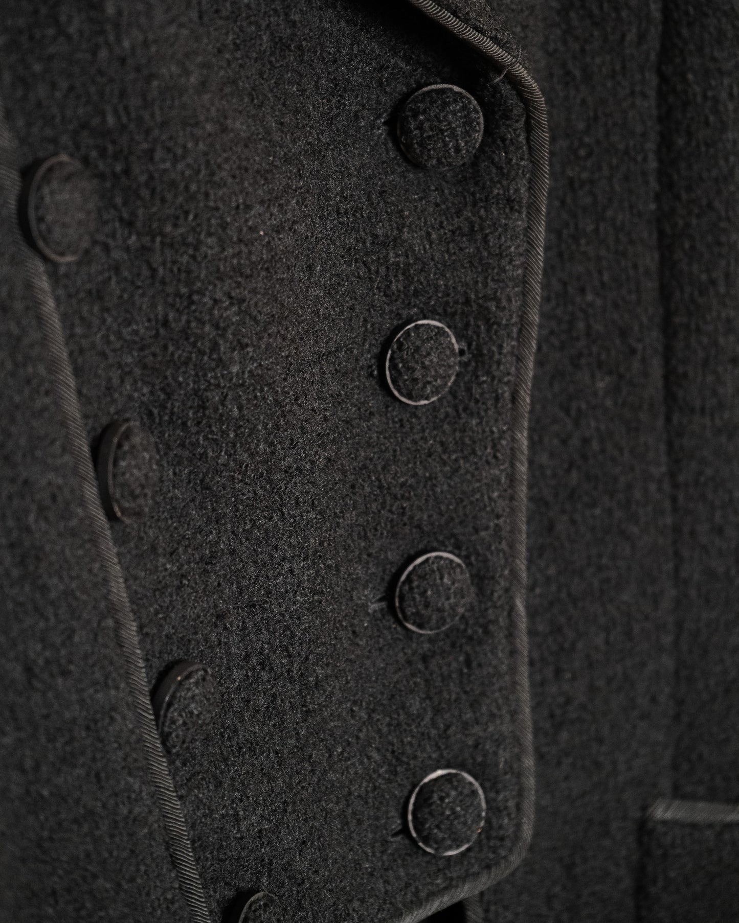 FR42-44 Rare Chanel Haute Couture Fall 1993 Double Breasted Black Wool Tweed Jacket - Vintage Chanel Jacket - - Rarchive.