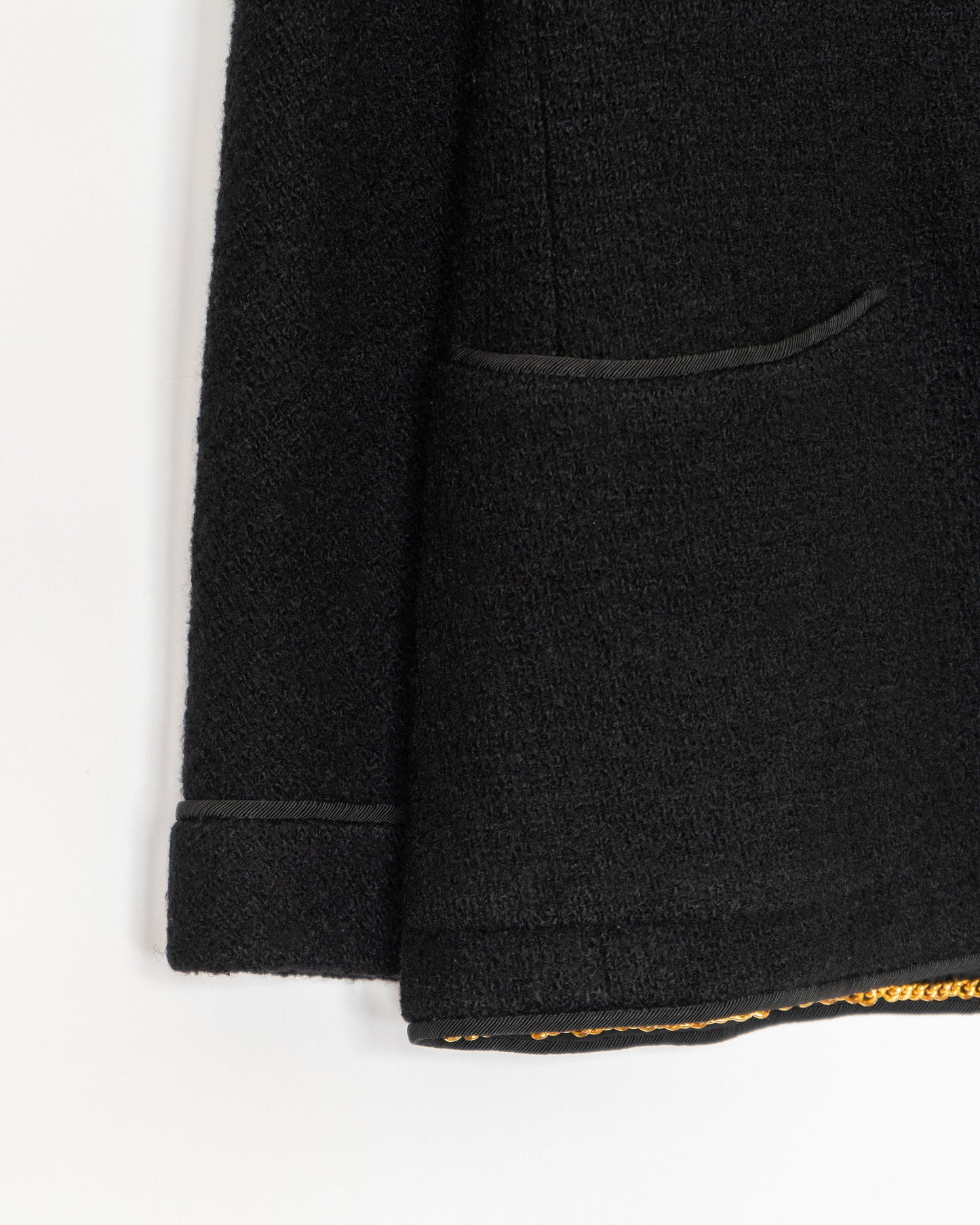 FR42-44 Rare Chanel Haute Couture Fall 1993 Double Breasted Black Wool Tweed Jacket - Vintage Chanel Jacket - - Rarchive.
