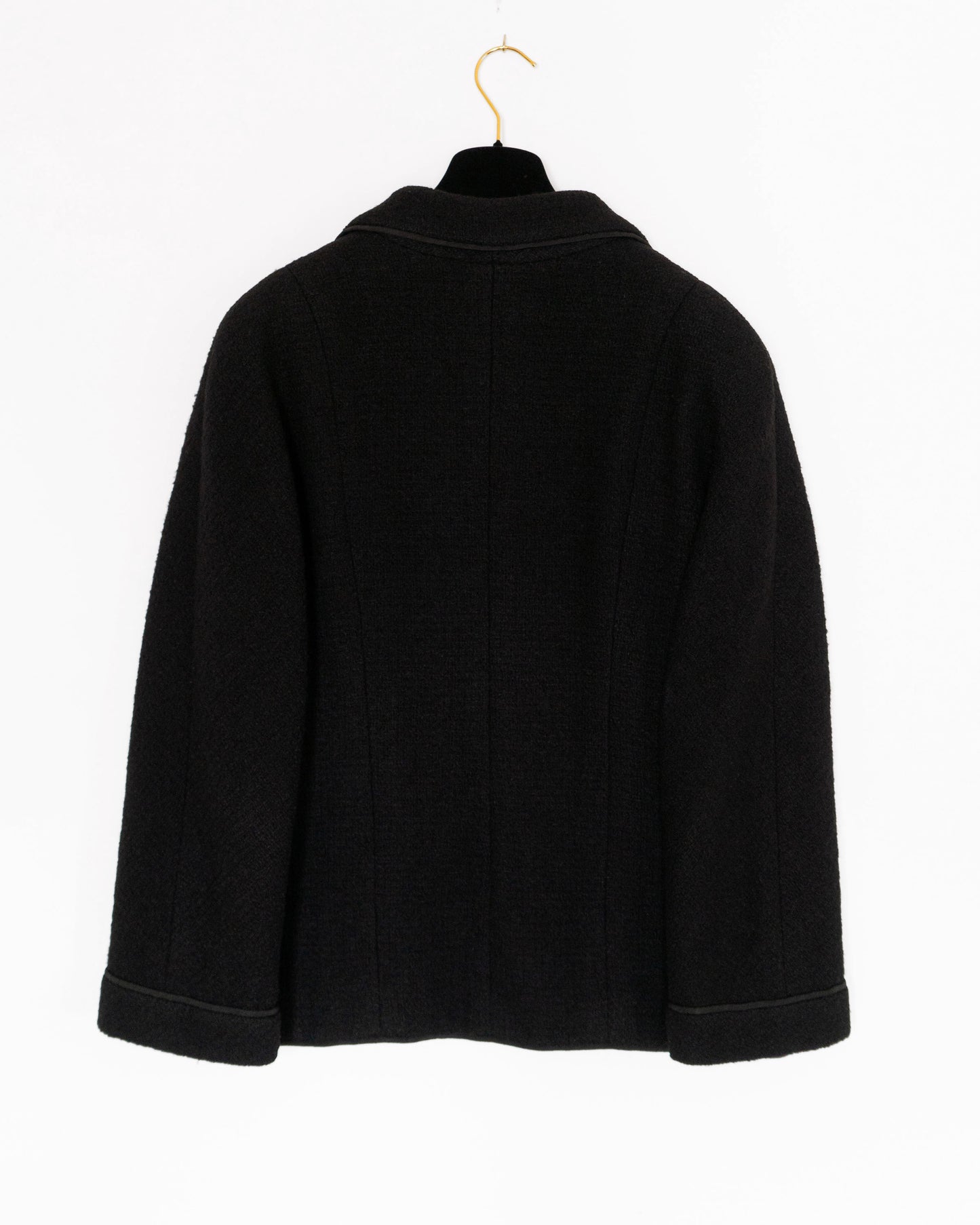 FR42-44 Rare Chanel Haute Couture Fall 1993 Double Breasted Black Wool Tweed Jacket - Vintage Chanel Jacket - - Rarchive.