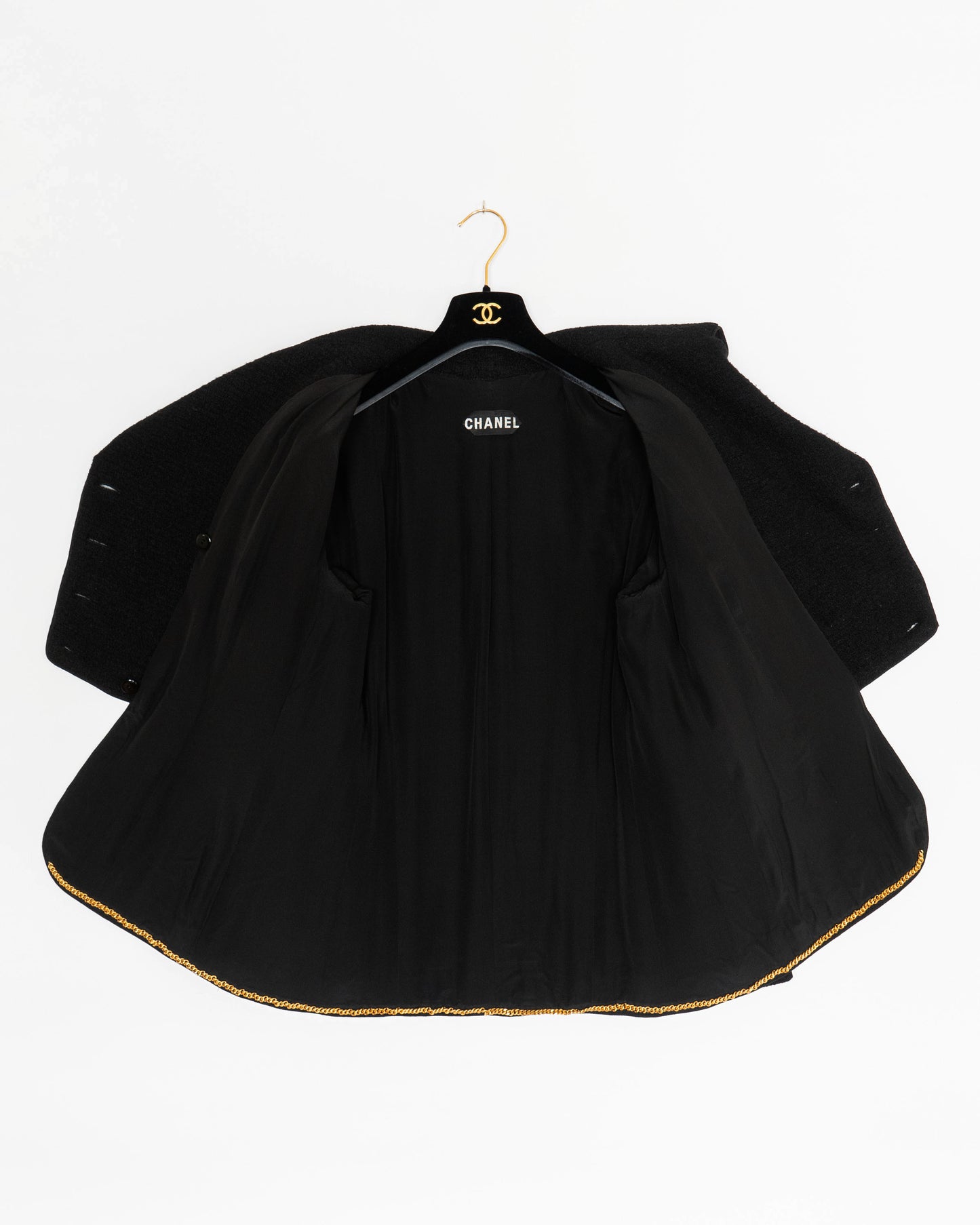 FR42-44 Rare Chanel Haute Couture Fall 1993 Double Breasted Black Wool Tweed Jacket - Vintage Chanel Jacket - - Rarchive.