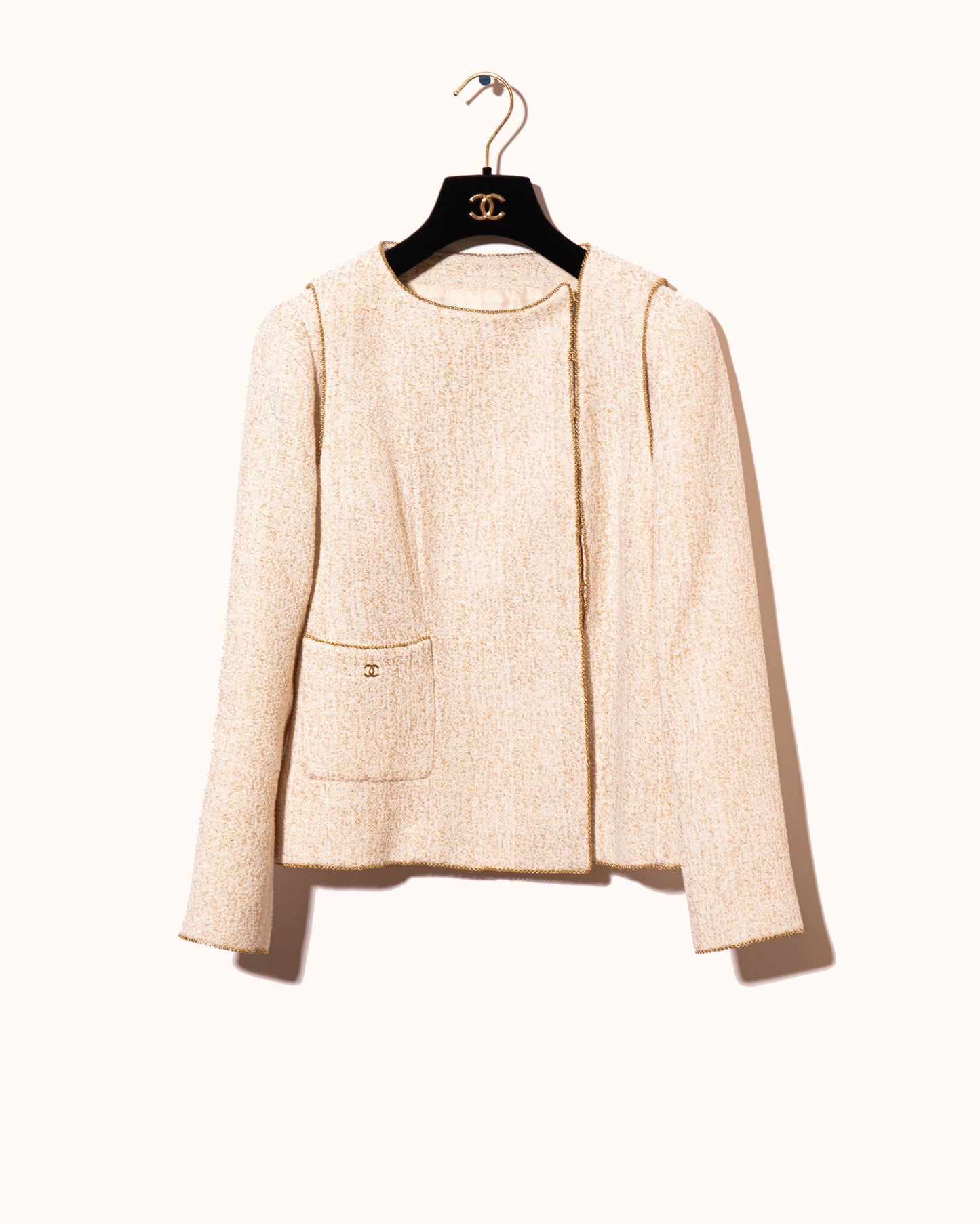 FR36-38 Rare Chanel Cruise 2001 Chain Accent Shimmering Tweed Jacket - Vintage Chanel Jacket - - Rarchive.