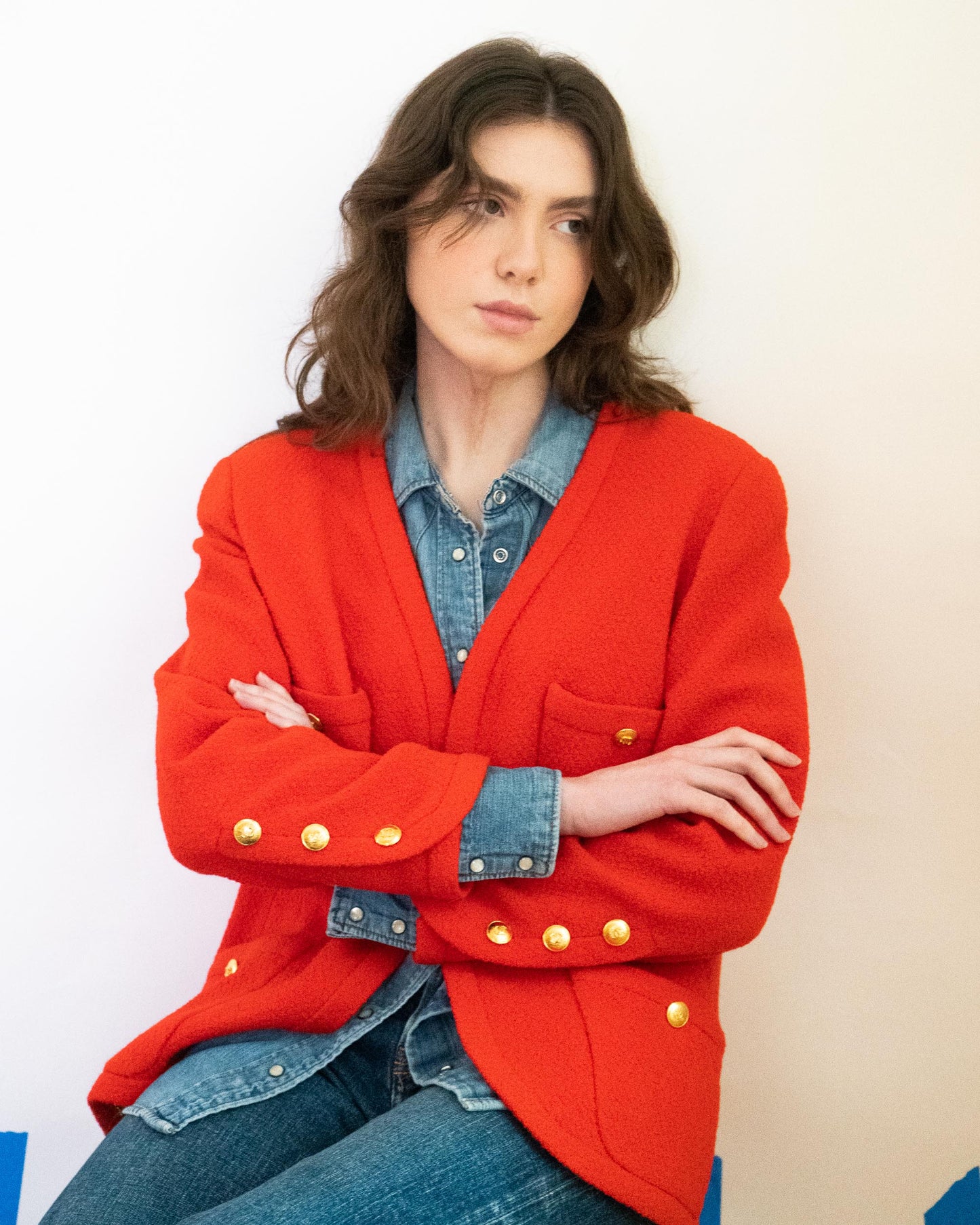 FR40-44 Chanel Spring 1991 Classic Four Pocket Collarless Red Tweed Jacket - Vintage Chanel Jacket - - Rarchive.