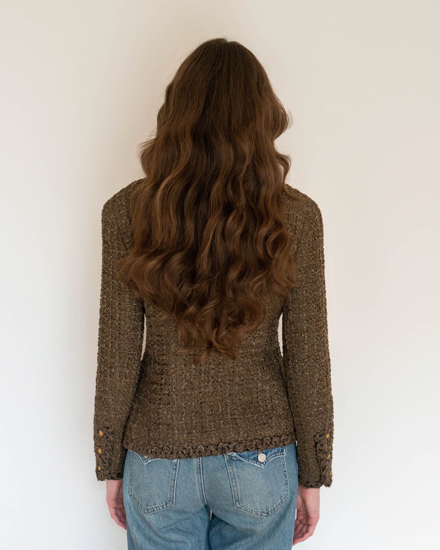FR38-40 Rare Chanel Fall 1993 Four Pocket Timeless Collarless Teddy Bear Tweed Jacket