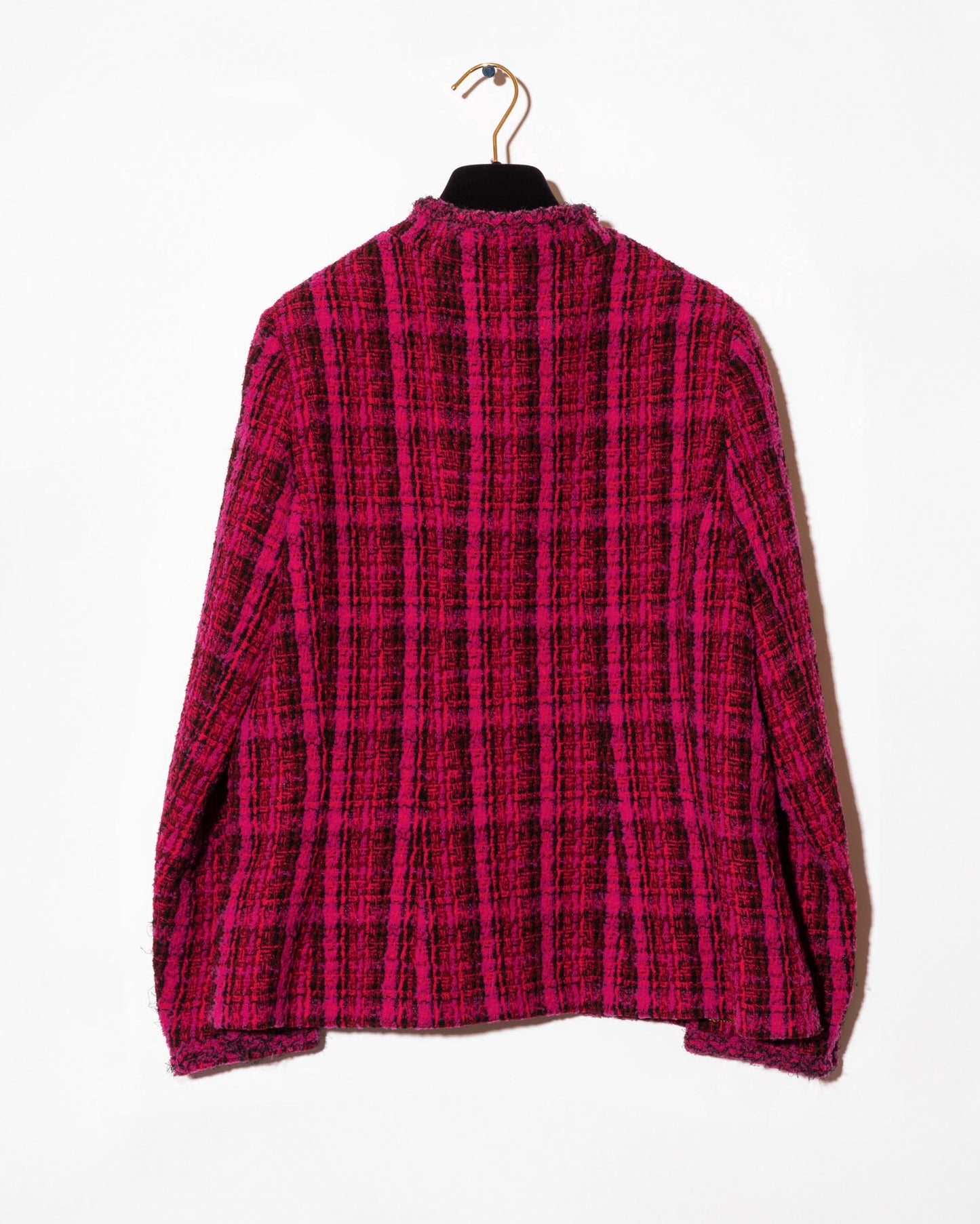 FR42-44 Rare Chanel Fall 1995 Four Pocket Iconic Bold Plaid Tweed Jacket