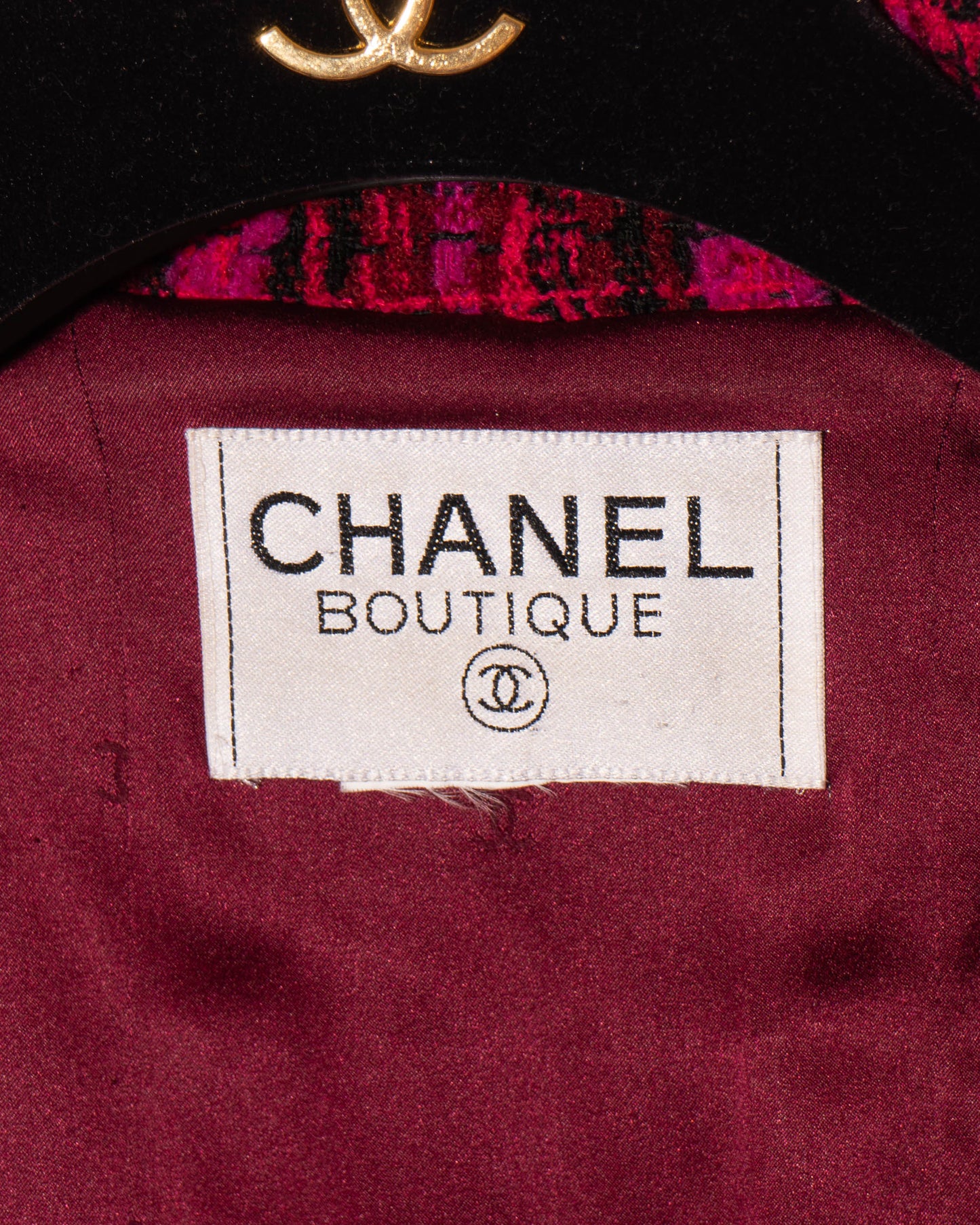 FR42-44 Rare Chanel Fall 1995 Four Pocket Iconic Bold Plaid Tweed Jacket