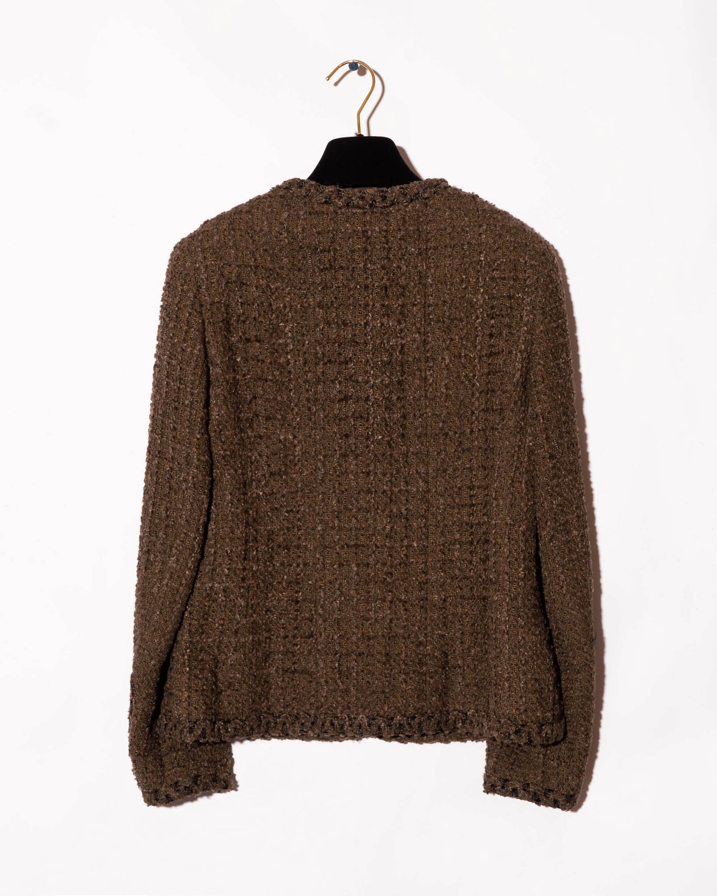 FR38-40 Rare Chanel Fall 1993 Four Pocket Timeless Collarless Teddy Bear Tweed Jacket