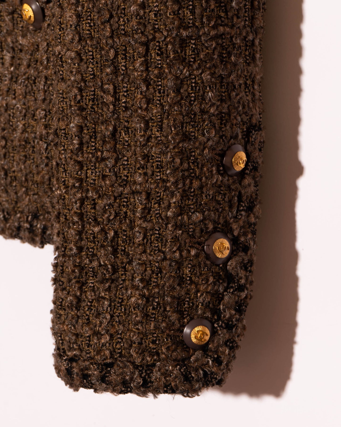 FR38-40 Rare Chanel Fall 1993 Four Pocket Timeless Collarless Teddy Bear Tweed Jacket