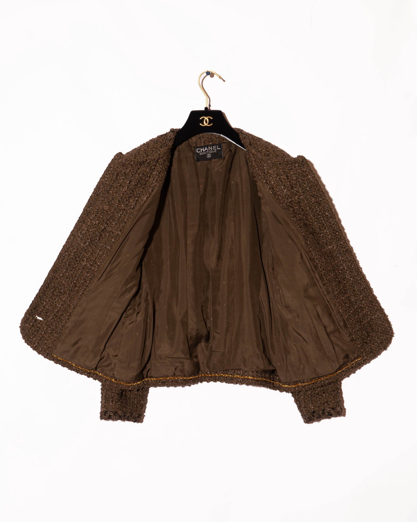 FR38-40 Rare Chanel Fall 1993 Four Pocket Timeless Collarless Teddy Bear Tweed Jacket