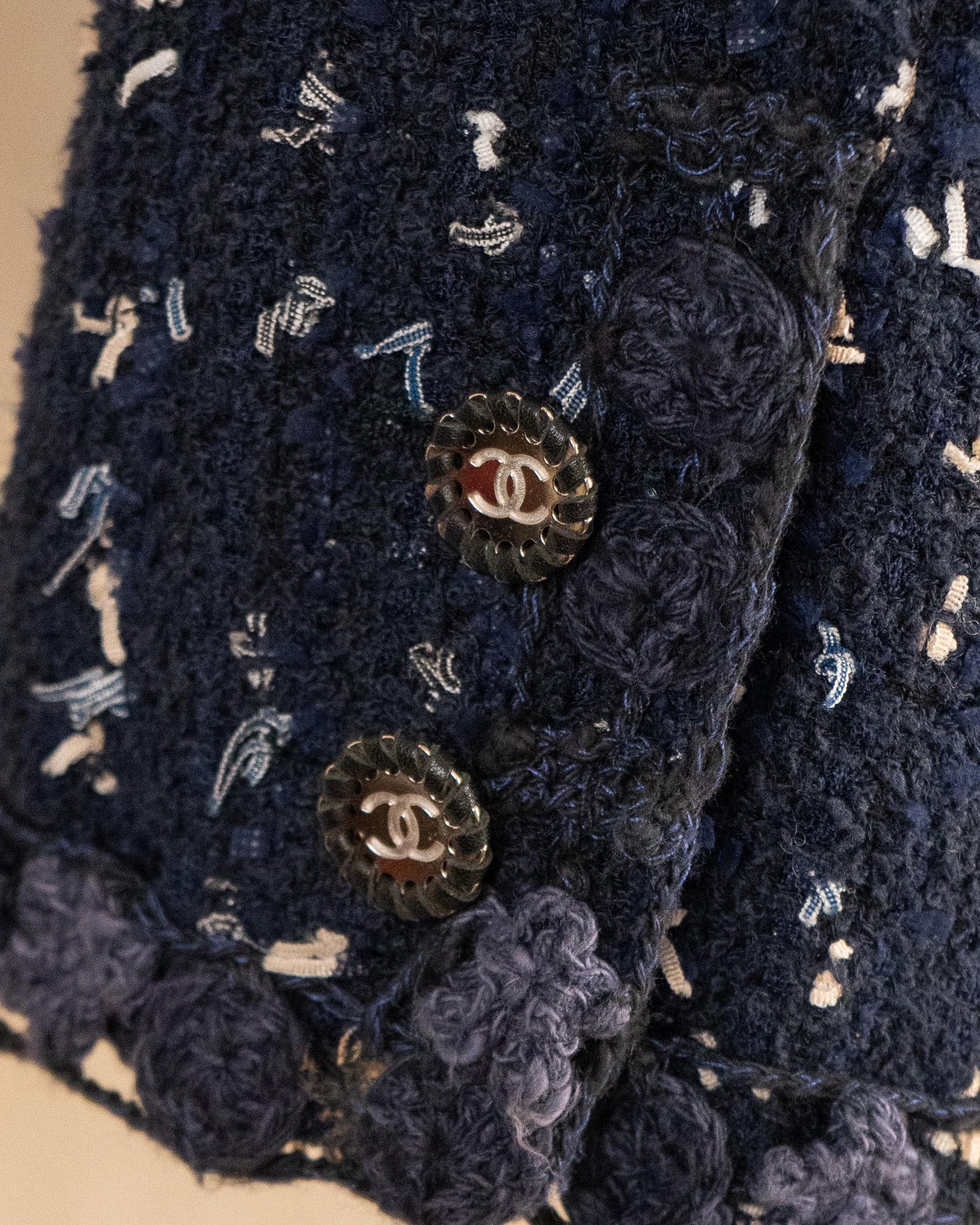 FR34-36 Chanel Cruise 2011 Four Pocket Navy Fantasy Tweed Jacket