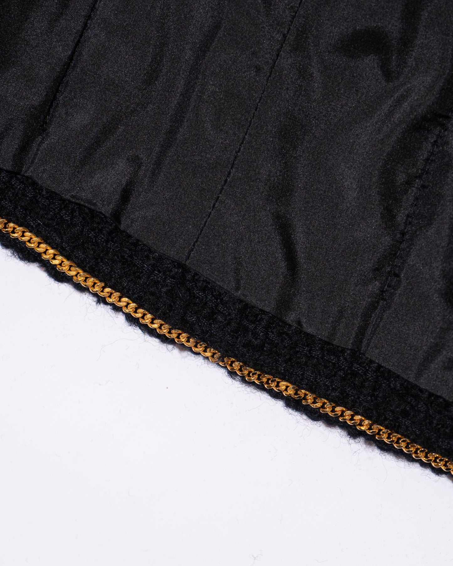 FR40-42 Rare Chanel 1970s Colorless Two Pocket Black Wool Tweed Jacket - Vintage Chanel Jacket - - Rarchive.