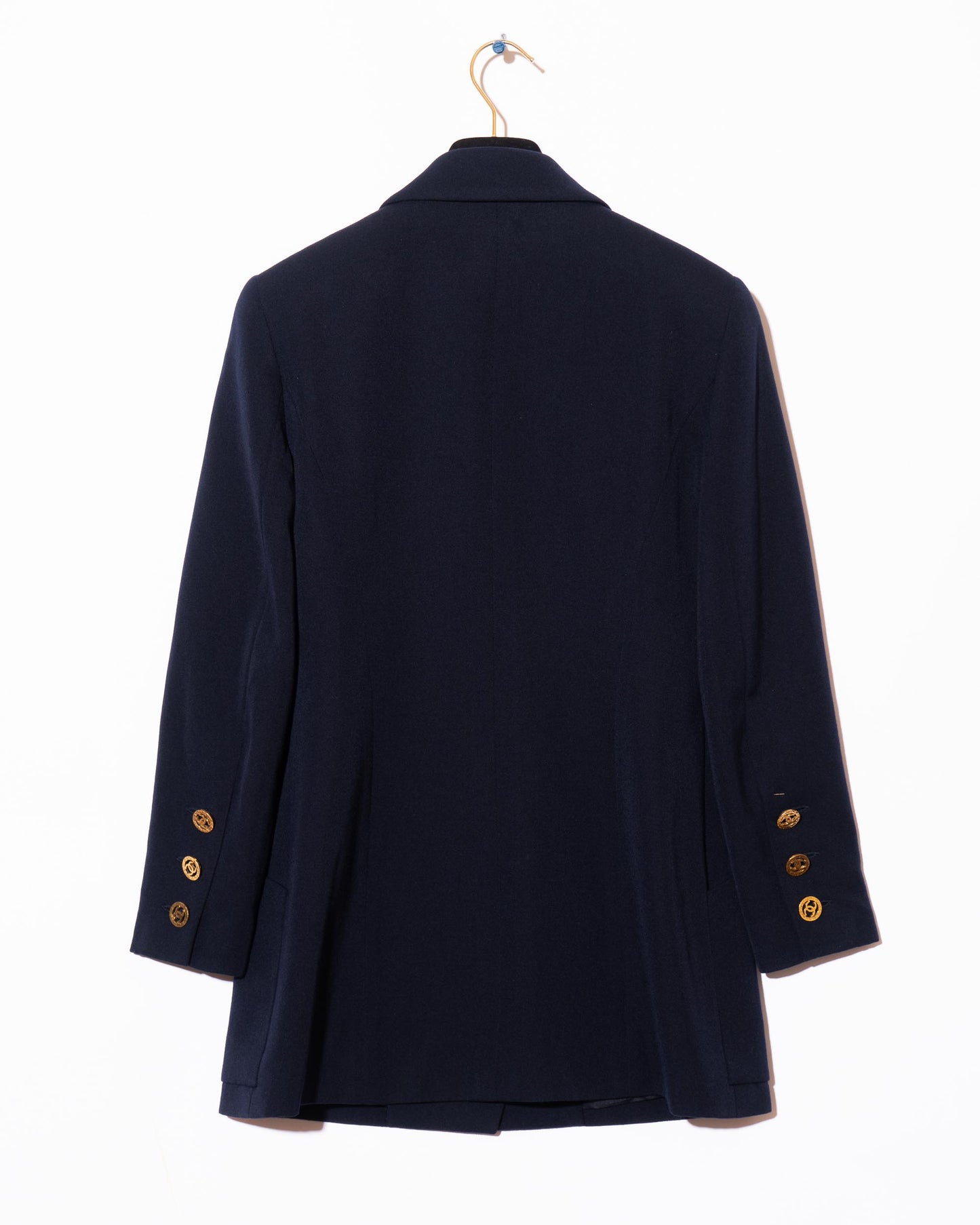 FR36-38 Chanel Cruise 1993 Fitted Cut Two Pocket Double Breasted Dark Navy Jacket - Vintage Chanel Jacket - - Rarchive.