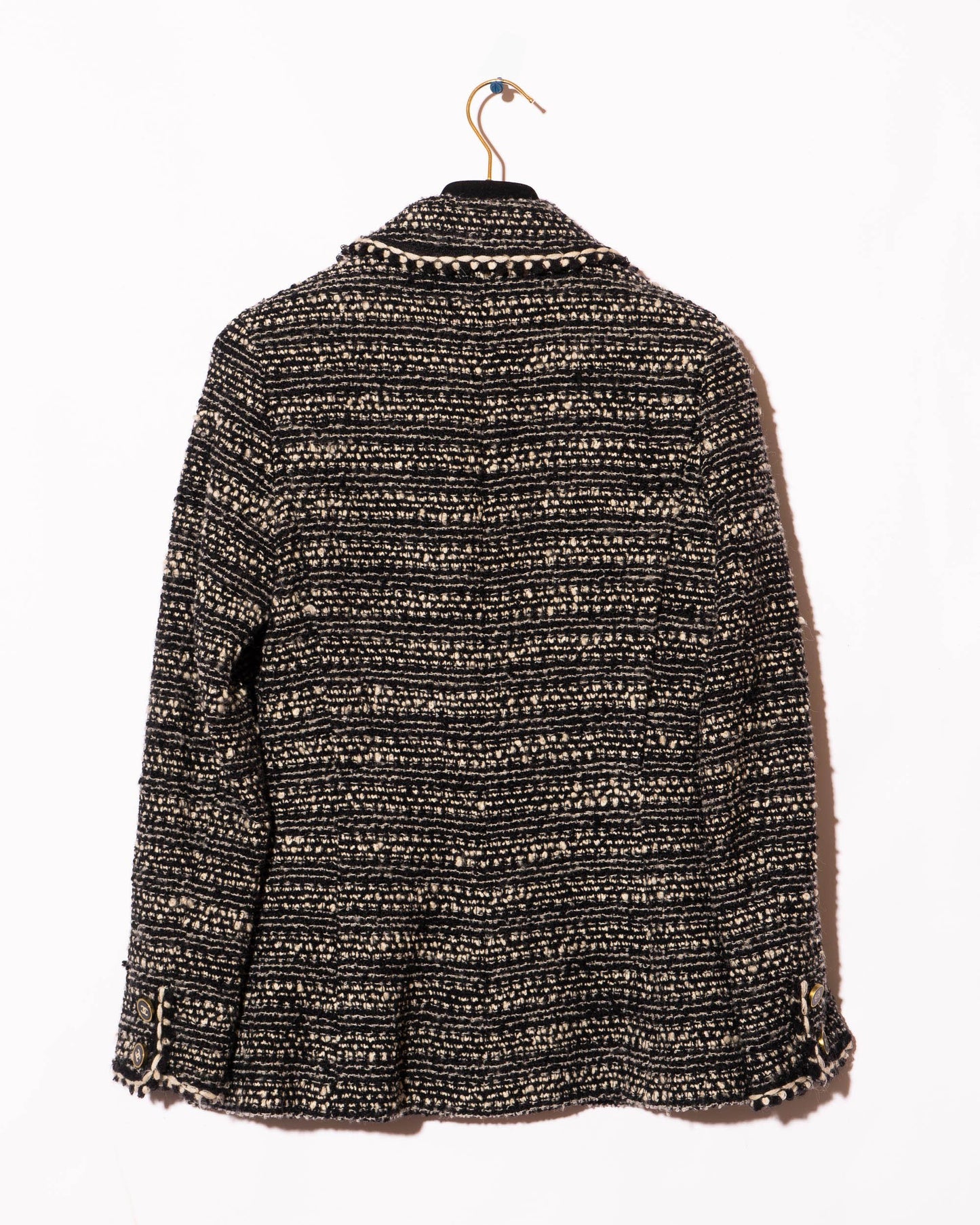 FR36-38 Rare Chanel Fall 1994 Two Pocket Black And White Wool Tweed Jacket - Vintage Chanel Jacket - - Rarchive.