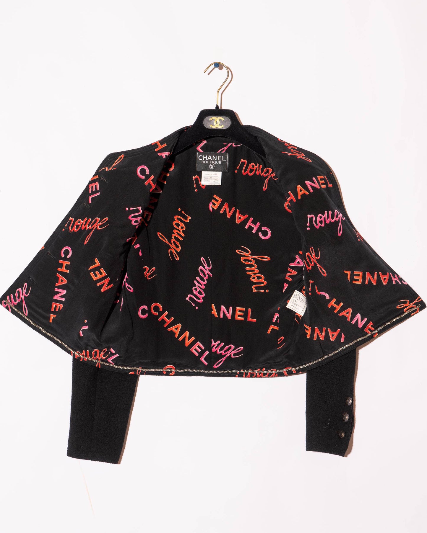 FR38-40 Rare Chanel Spring 1996 Tweed Boucle Jacket And Silk Top Set - Vintage Chanel Jacket - - Rarchive.