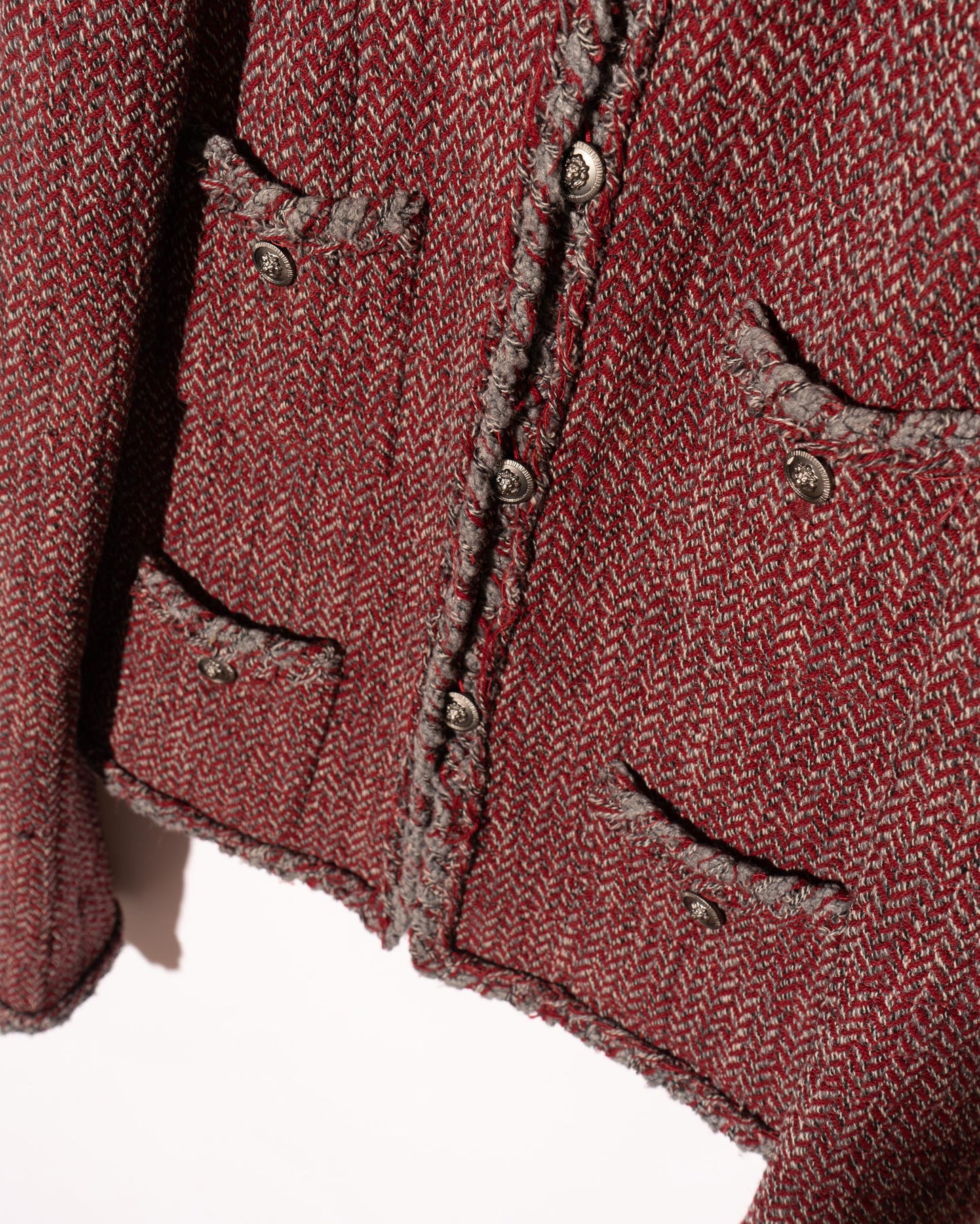 FR38-40 Chanel Fall 2008 Classic Colalrless Four Pocket Wool Tweed Jacket and Skirt Set