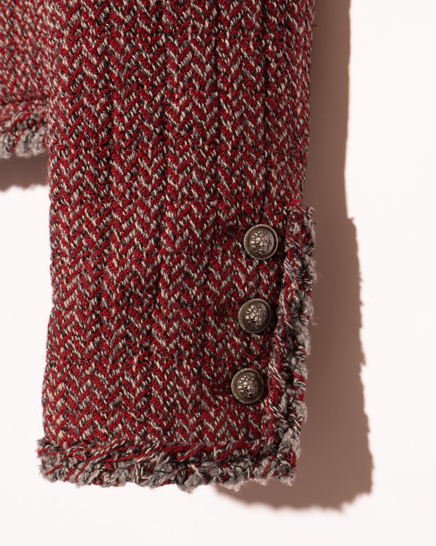 FR38-40 Chanel Fall 2008 Classic Colalrless Four Pocket Wool Tweed Jacket and Skirt Set