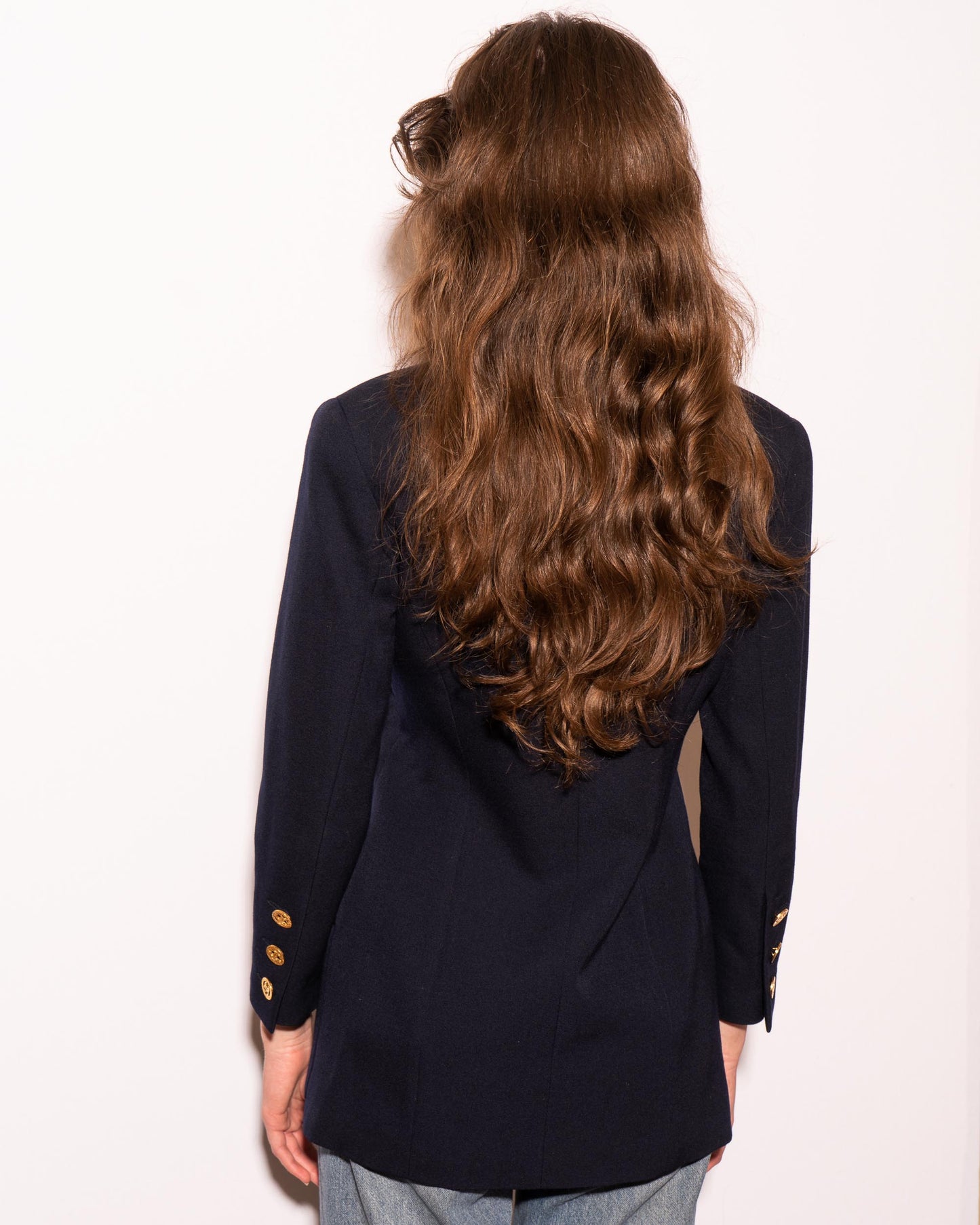 FR36-38 Chanel Cruise 1993 Fitted Cut Two Pocket Double Breasted Dark Navy Jacket - Vintage Chanel Jacket - - Rarchive.